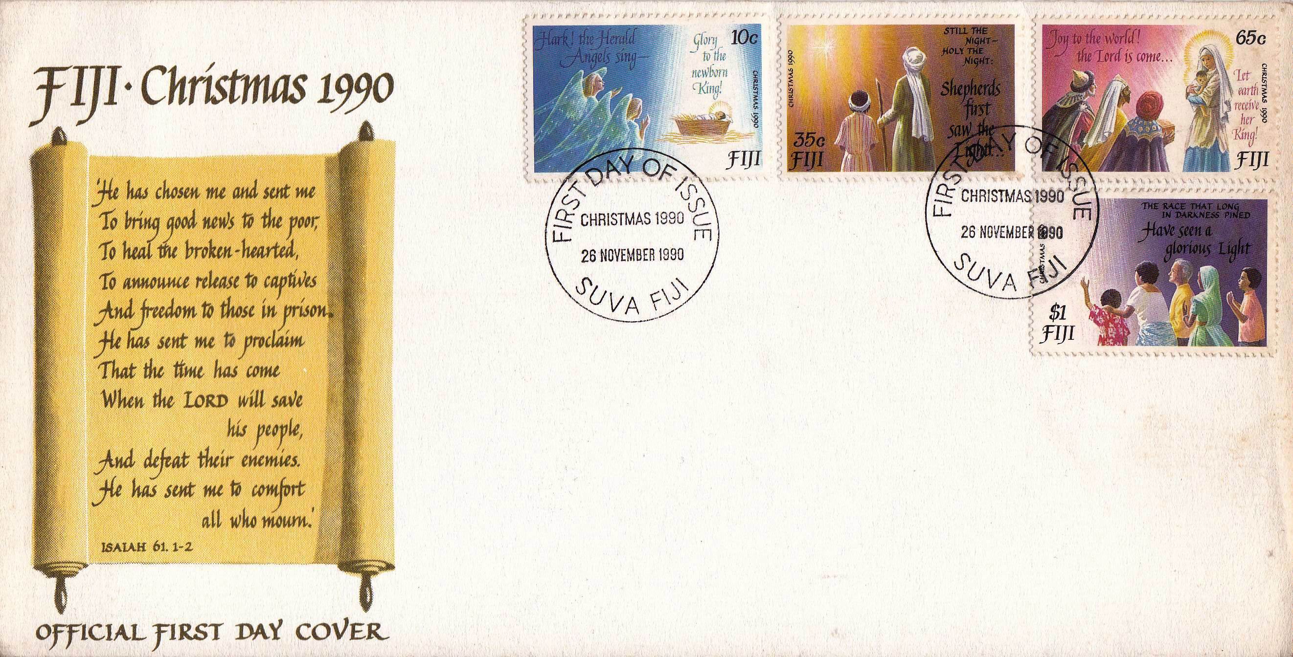(image for) Fiji 1990 Fdc Christmas 1990