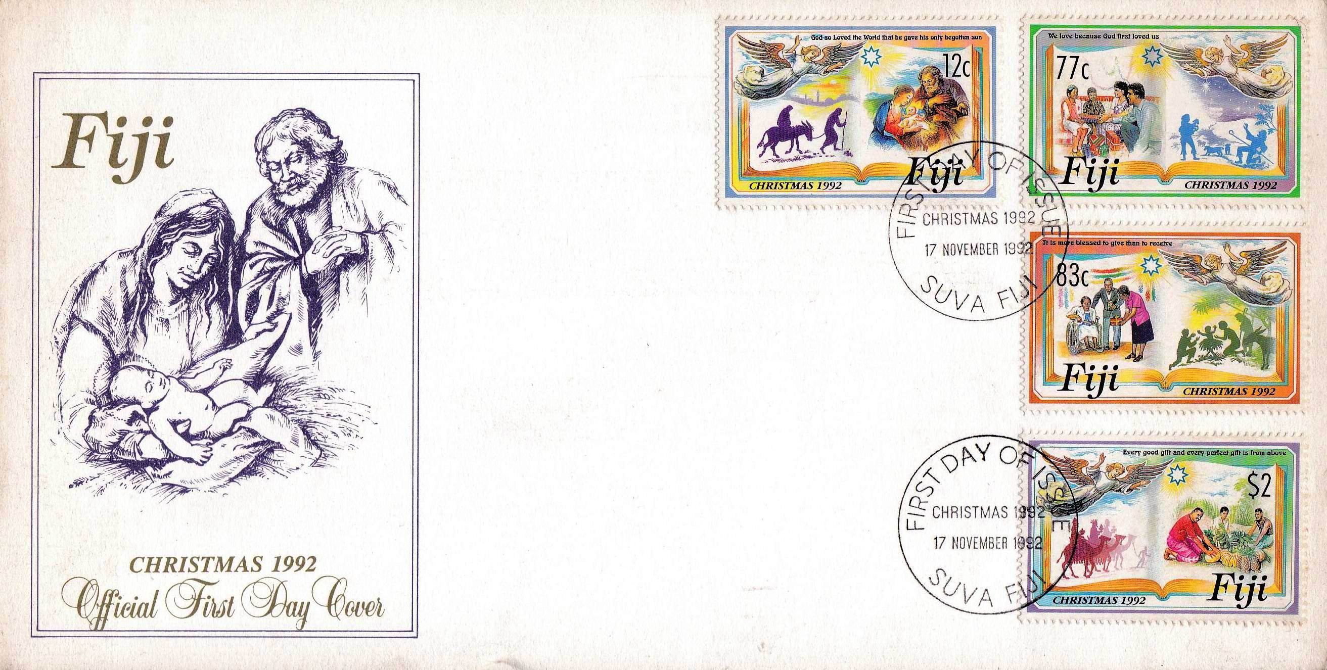 (image for) Fiji 1992 Fdc Christmas 1992