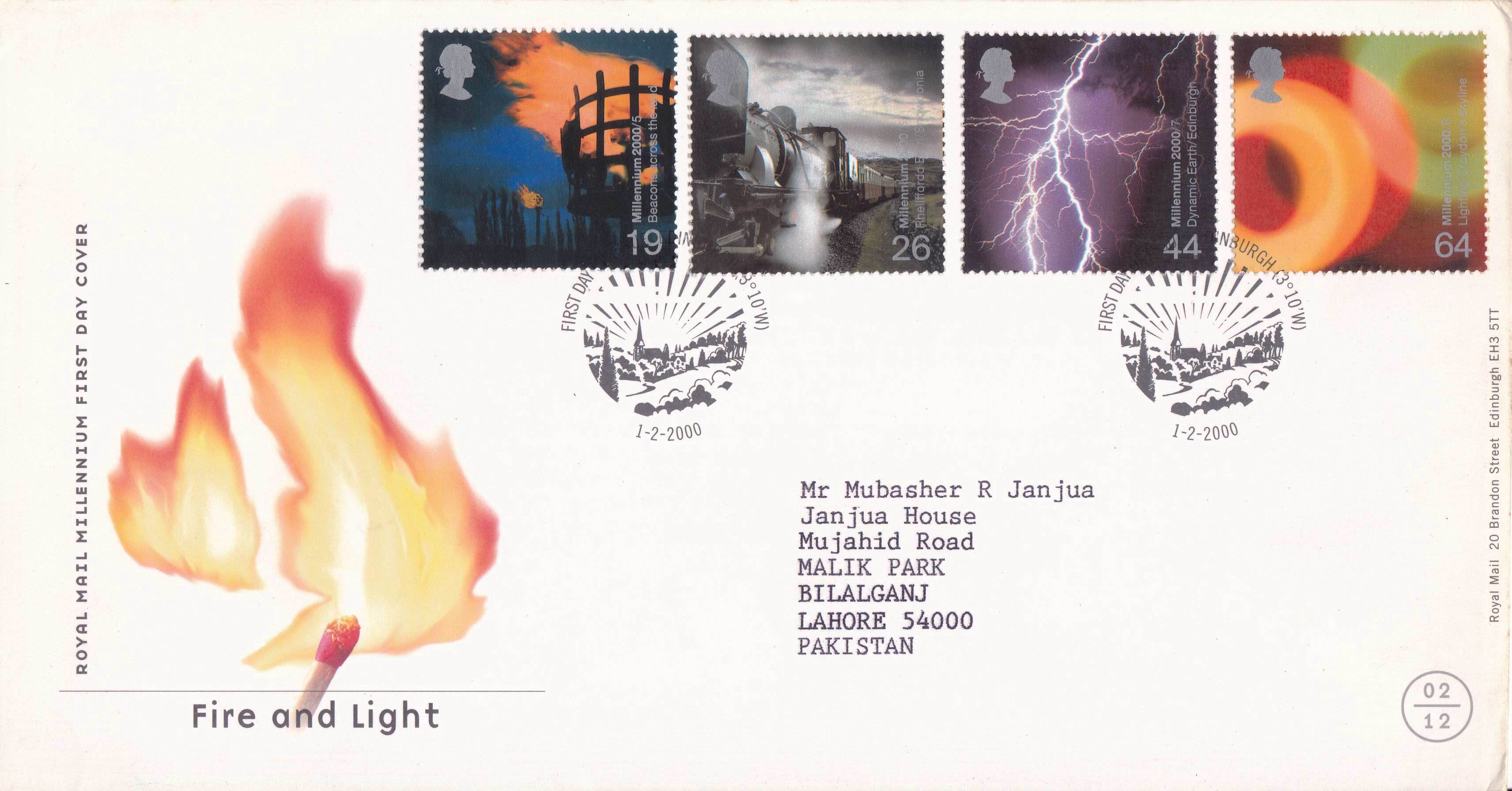 (image for) Great Britain 2000 Fdc Fire & Light