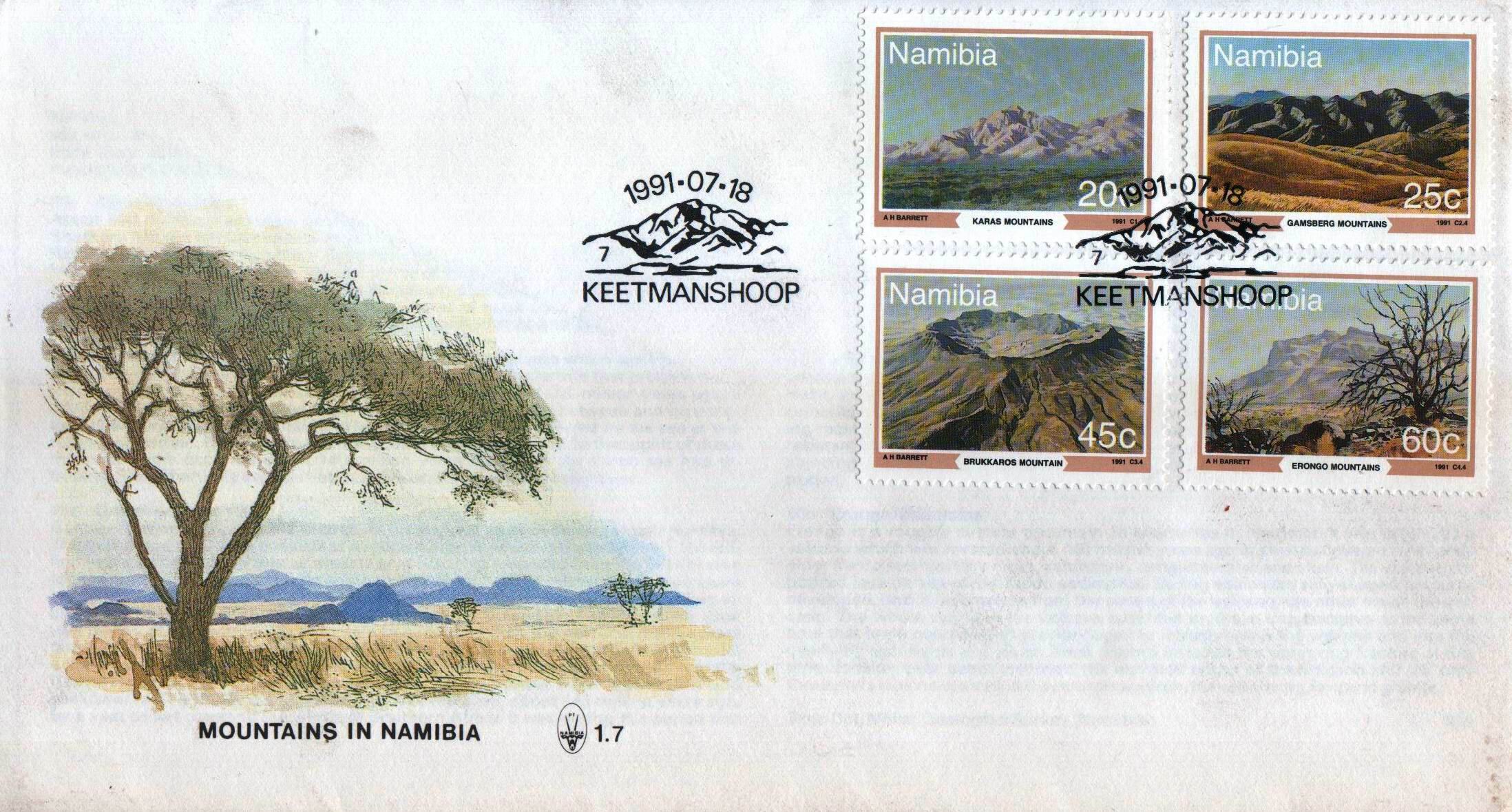 (image for) Namibia 1991 Fdc Mountains Of Namibia