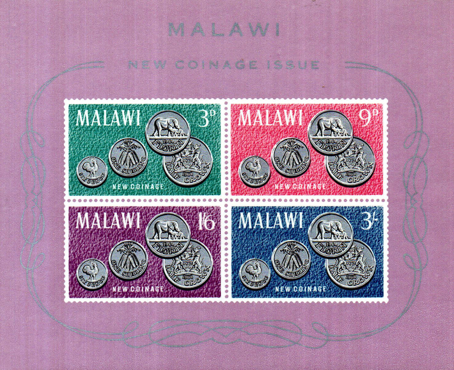 (image for) Malawi 1965 S/Sheet Stamp Coin On Stamp