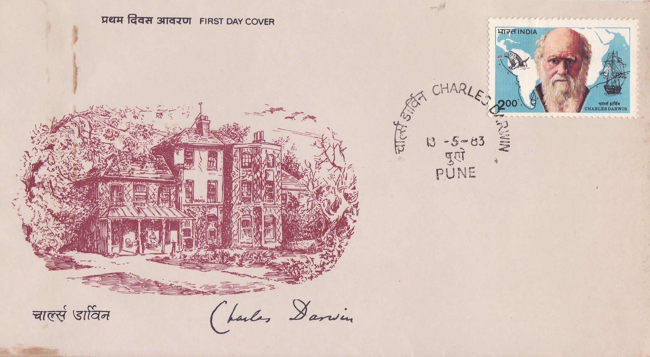 (image for) India 1983 Fdc Charles Darwin Pune Cancellation