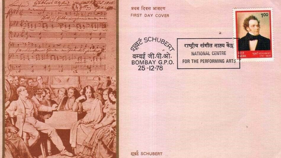 (image for) India 1978 Fdc & Stamp Franz Schubert Music Spl Cancellation Nat