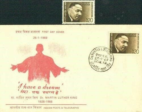 (image for) India 1969 Fdc & Stamp Martin Lutherking Bhopal Cancellation