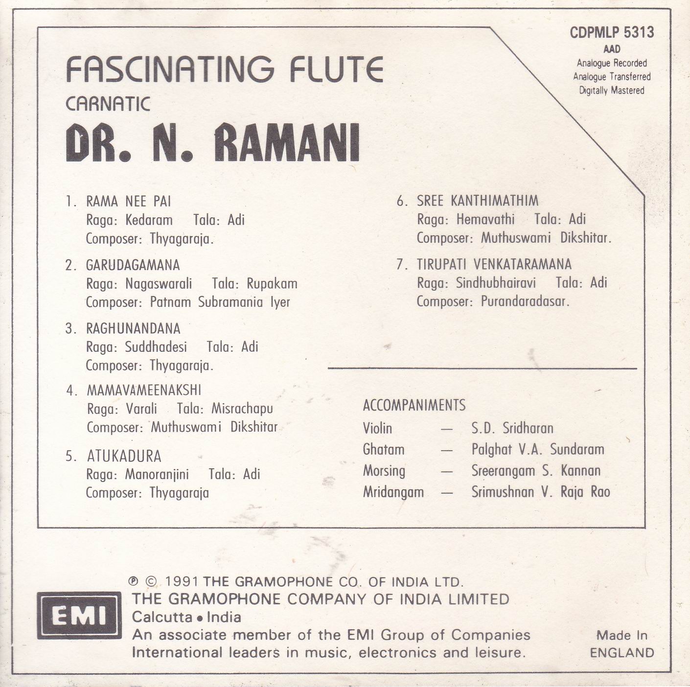 (image for) Fascinating Flute By Dr N Raman EMI CD