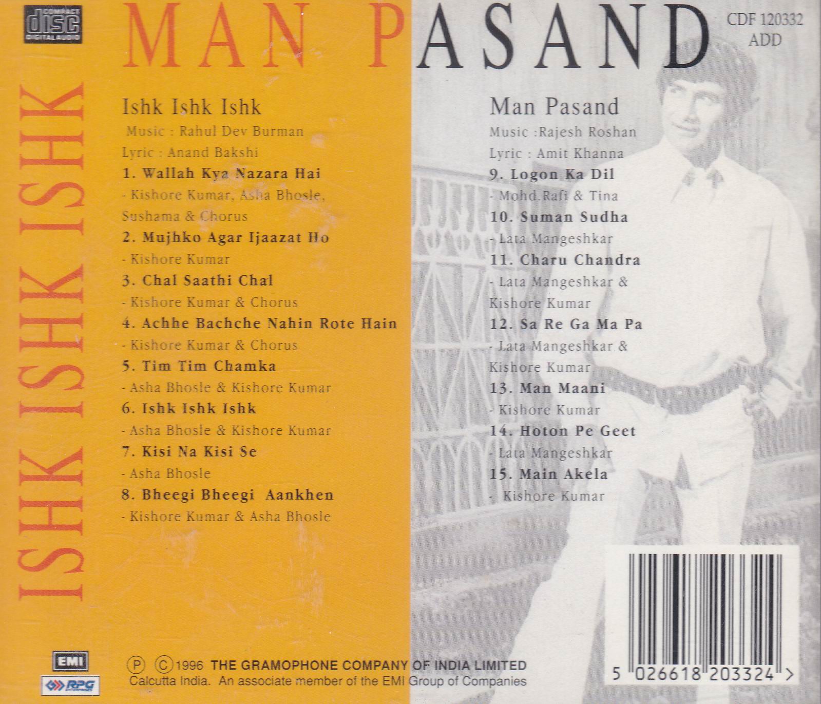 Indian Cd Ishk Ishq Ishq Man Pasand EMI CD - Click Image to Close