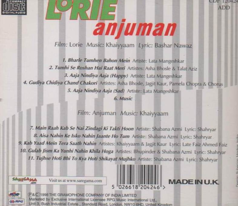 (image for) Indian Cd Lorie Anjuman EMI CD