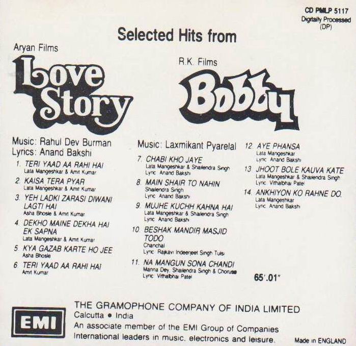 (image for) Indian Cd Love Story Bobby EMI CD
