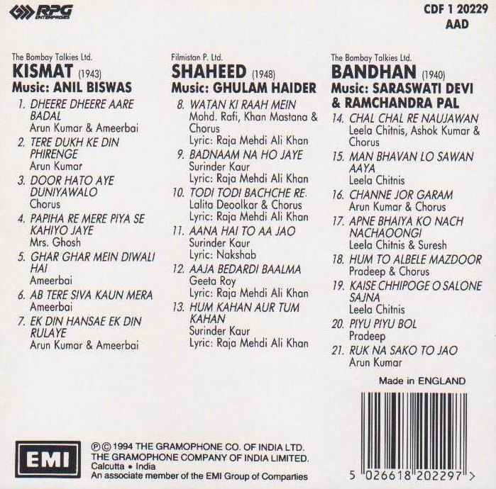(image for) Indian Cd Kismat Shaheed Bandhan EMI CD