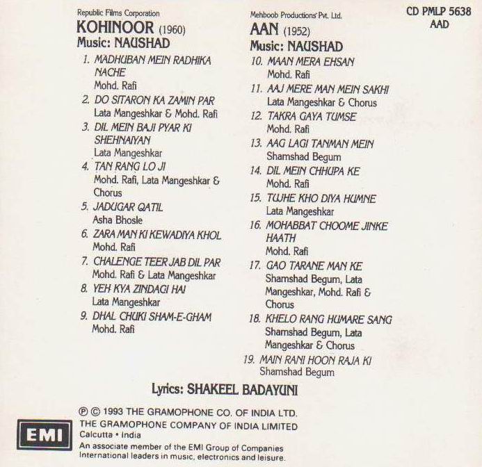 (image for) Indian Cd Kohinoor Aan EMI CD