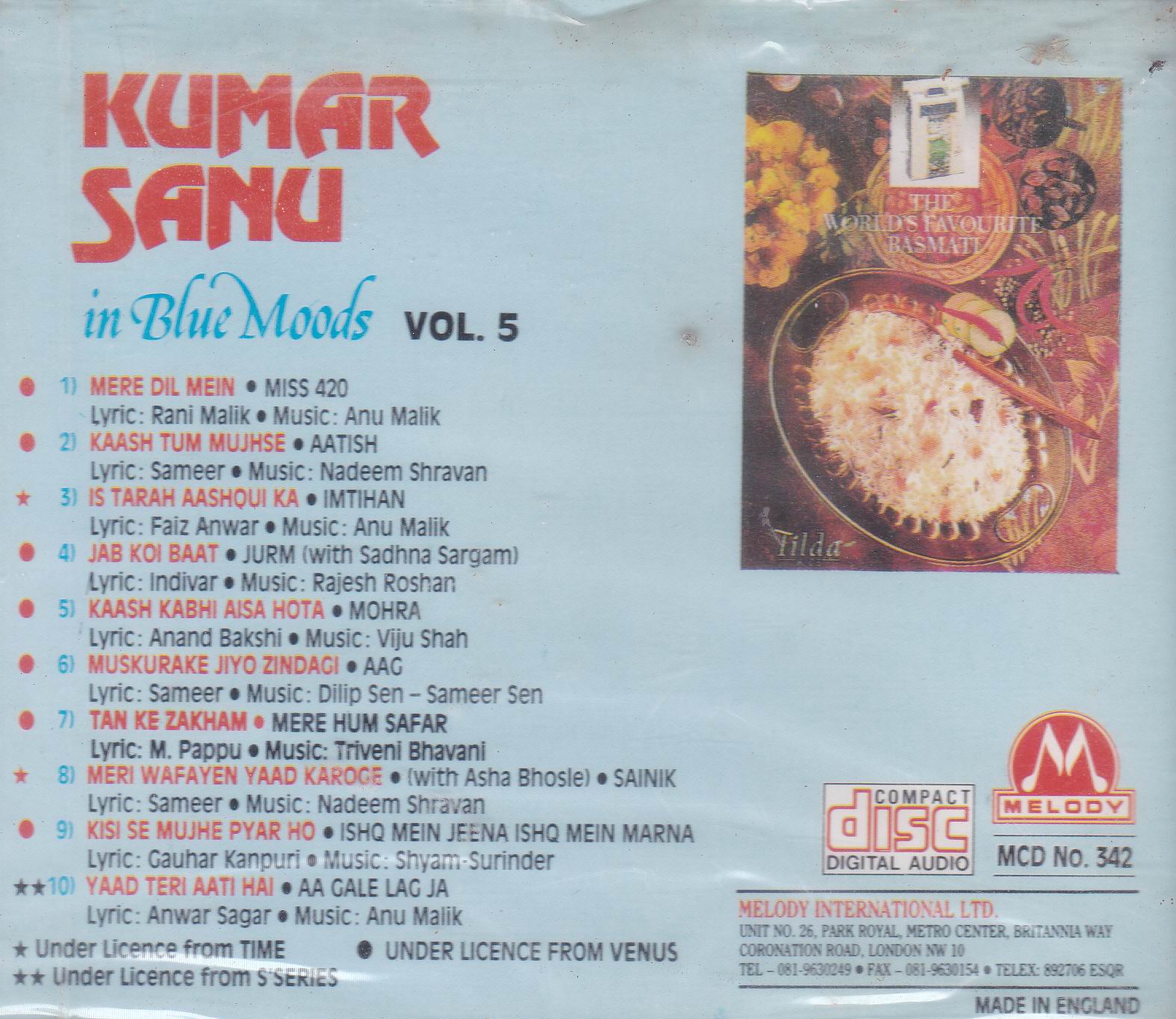 (image for) Best Of Kumar Sanu Blue Mood Melody Cd