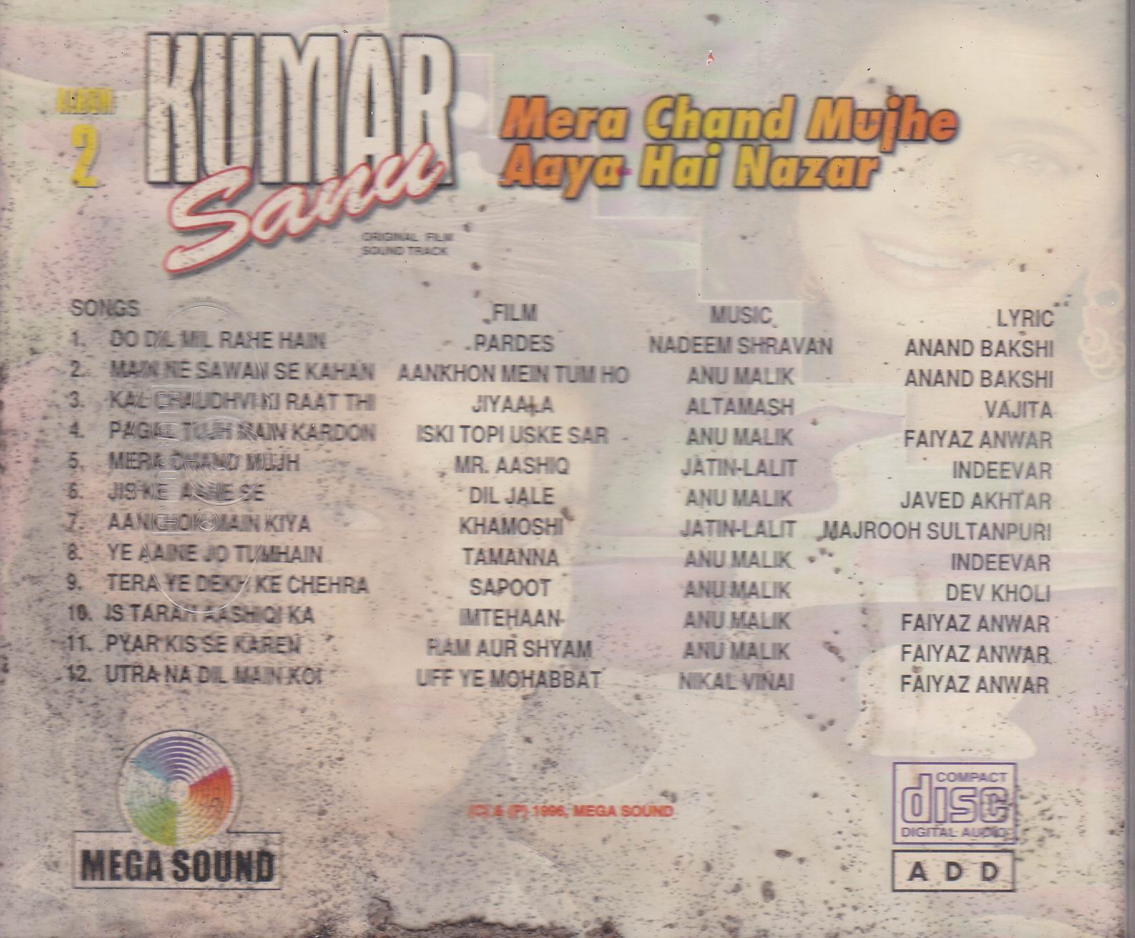 (image for) Best Of Kumar Sanu Vol 2 Ms Cd Superb Recording