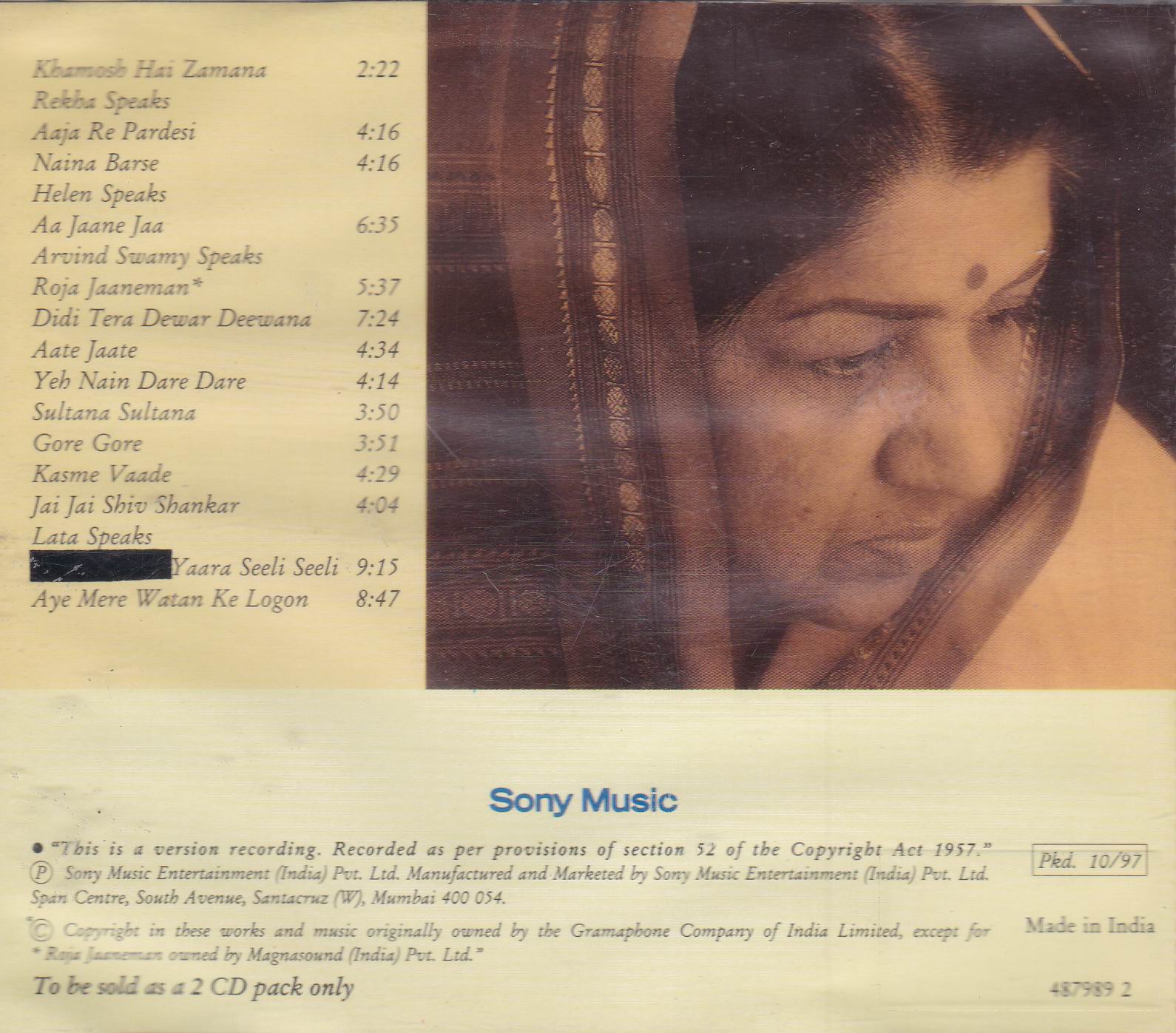 (image for) In Concert Lata Mangeshkar Sony Cd
