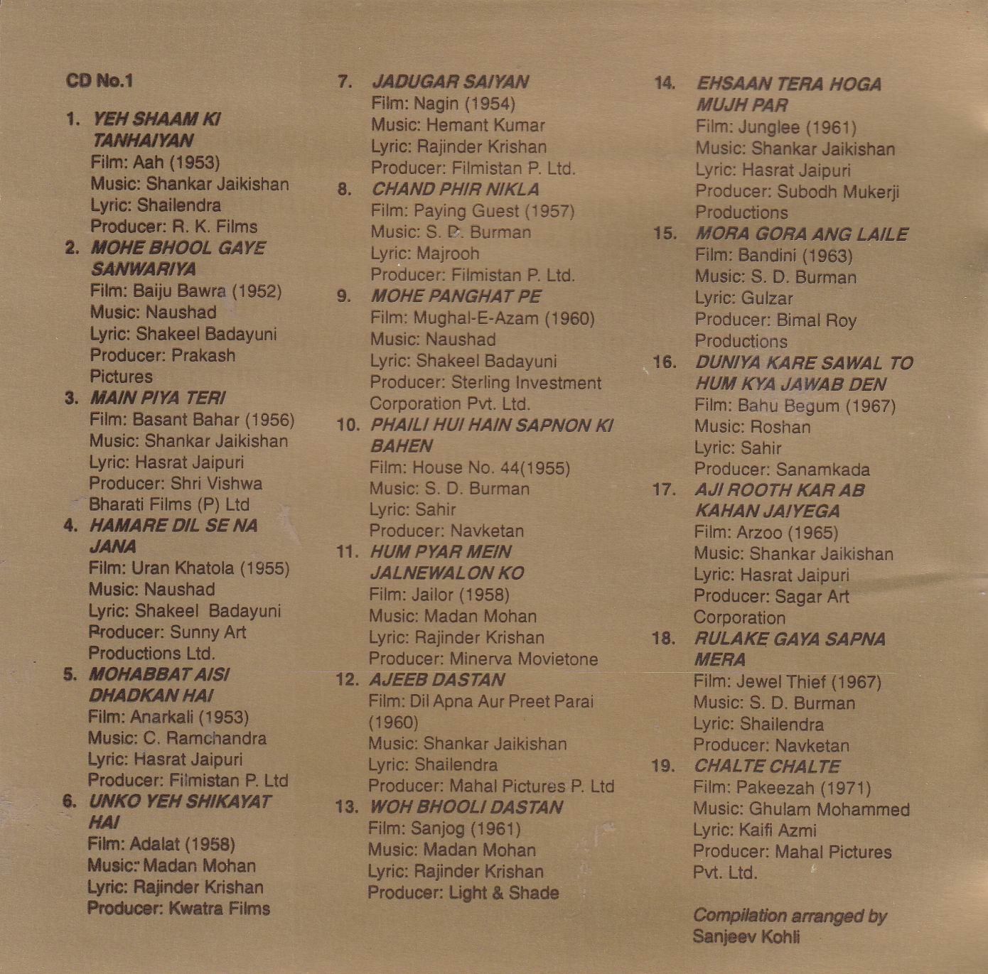 (image for) The Golden Collection Of Lata Mangeshkar EMI Cd Vol 1