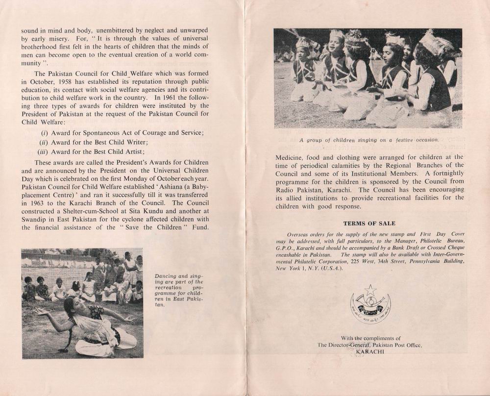 Pakistan Fdc 1966 Brochure & Stamp Universal Children's Day - Click Image to Close