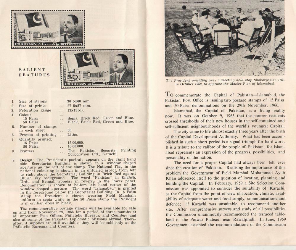 Pakistan Fdc 1966 Brochure & Stamp Islamabad New Capital - Click Image to Close