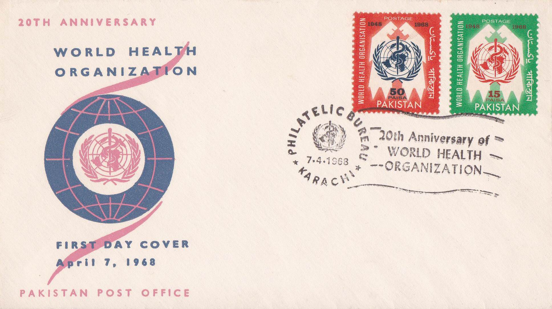(image for) Pakistan Fdc 1968 Brochure & Stamp World Health Organization WHO
