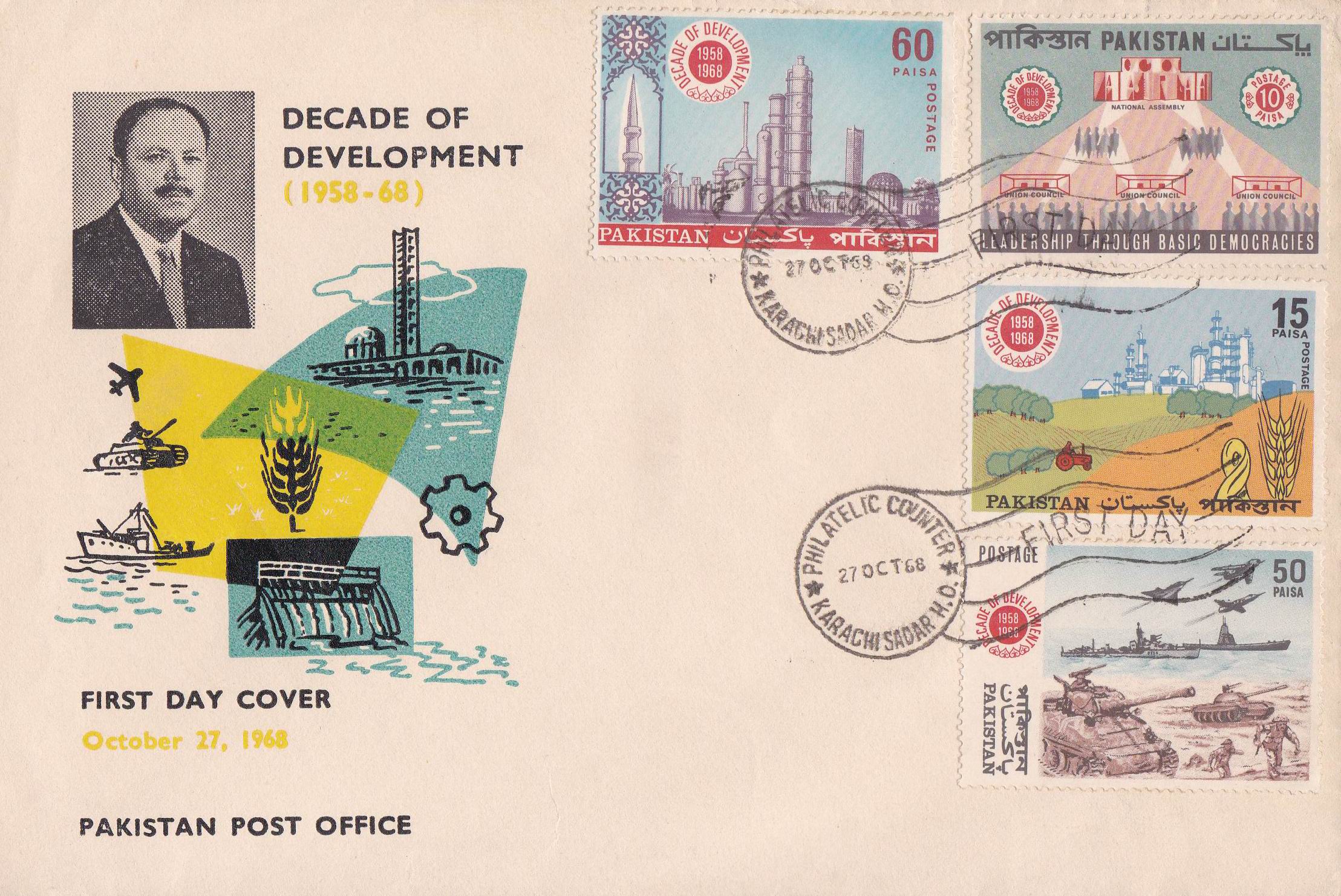 (image for) Pakistan Fdc 1968 Brochure & Stamps Decade of Development Ayub