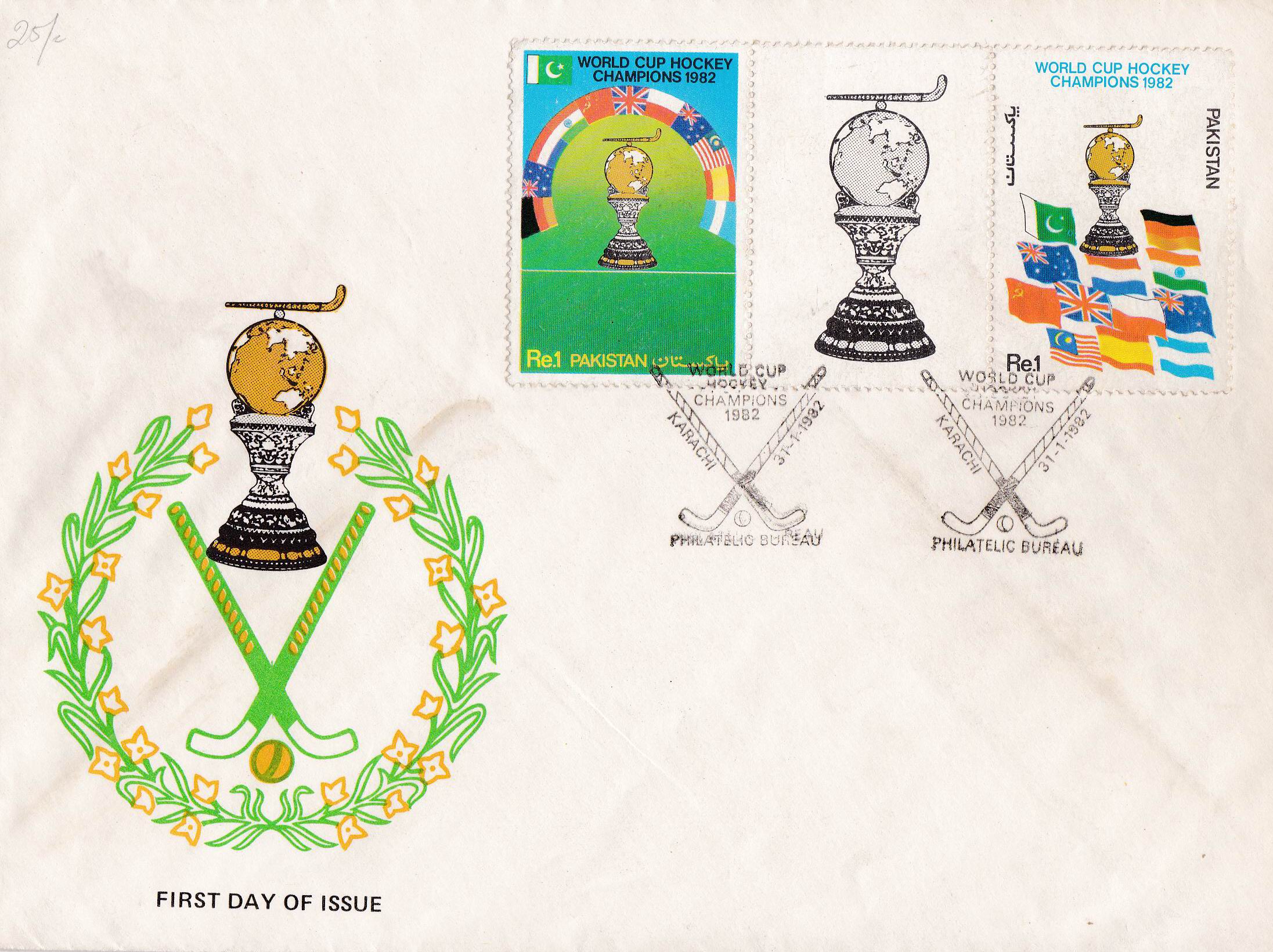 (image for) Pakistan Fdc 1982 Brochure & Stamps World Cup Hockey Champions