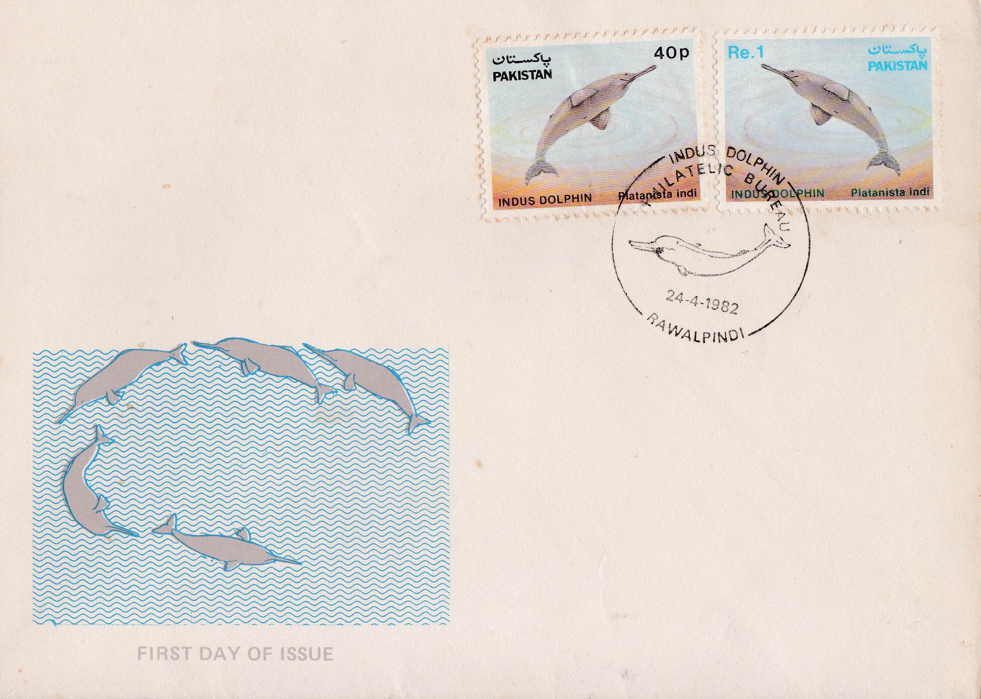 (image for) Pakistan Fdc 1982 Brochure & Stamps Blind Indus Dolphin