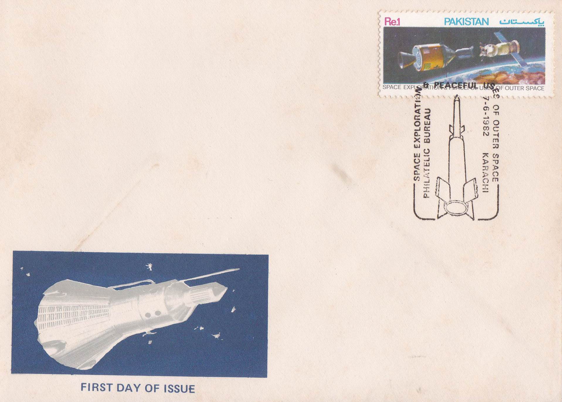 (image for) Pakistan Fdc 1982 Brochure & Stamp Space Exploration & Peaceful