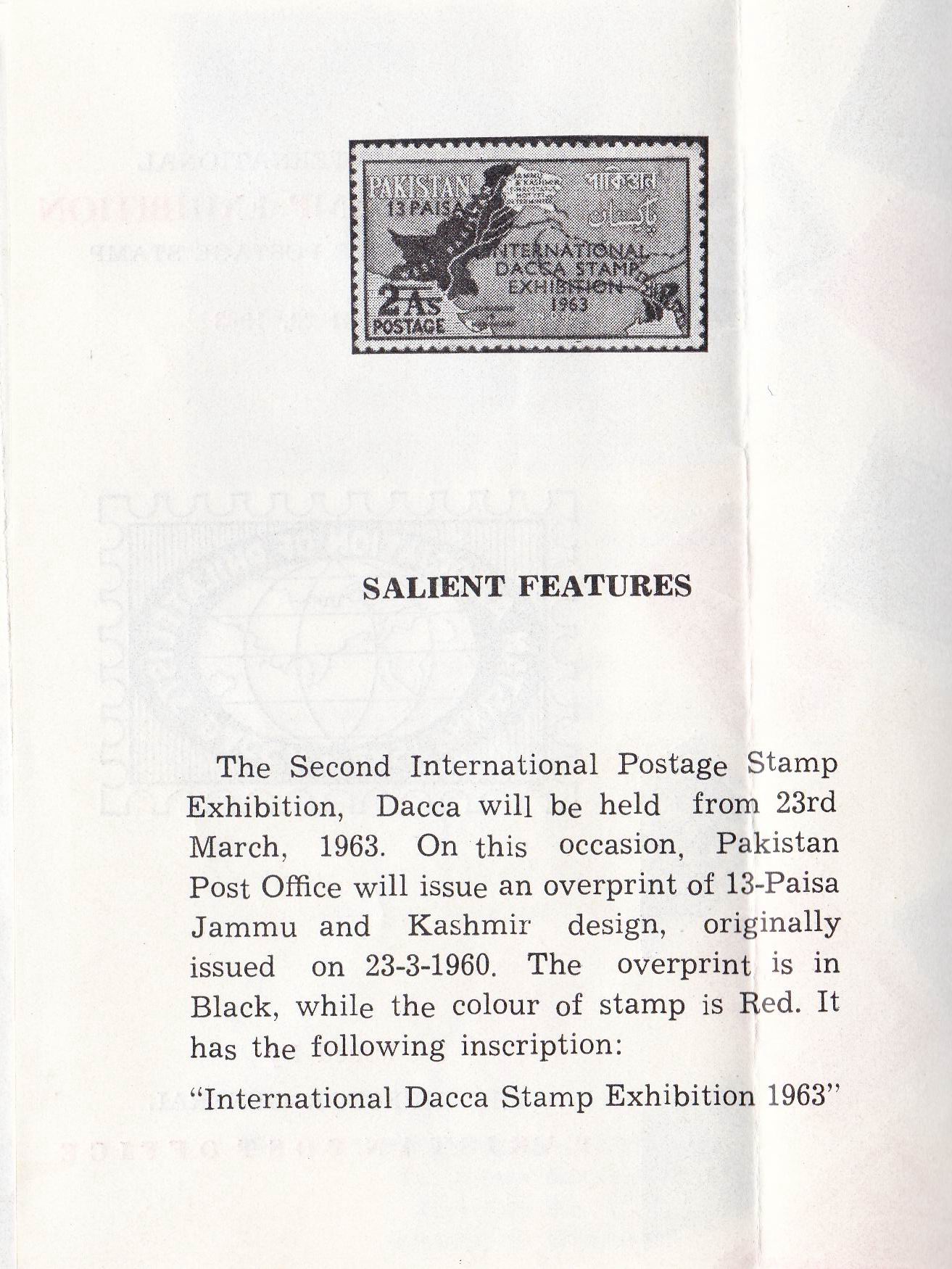 (image for) Pakistan Fdc 1963 Brochure & Stamp Exhibition Dacca