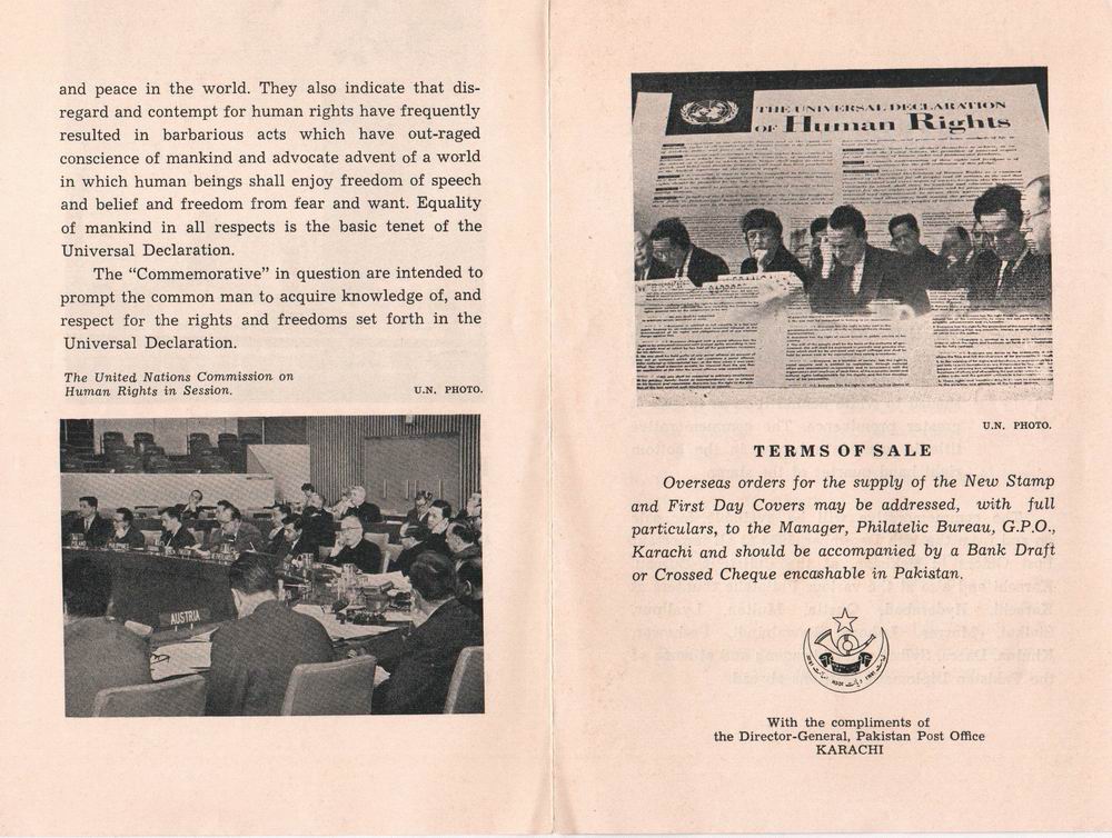 (image for) Pakistan Fdc 1963 Brochure & Stamp Declaration Human Rights