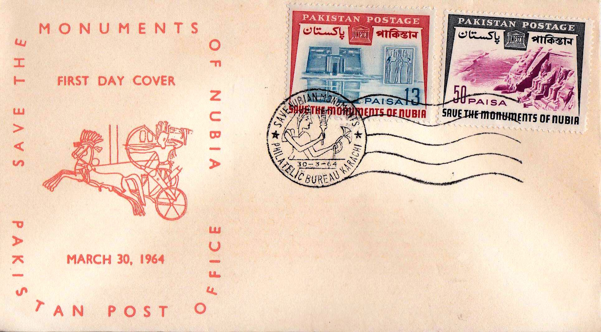 (image for) Pakistan Fdc 1964 Brochure & Stamps Save The Monuments Of Nubia
