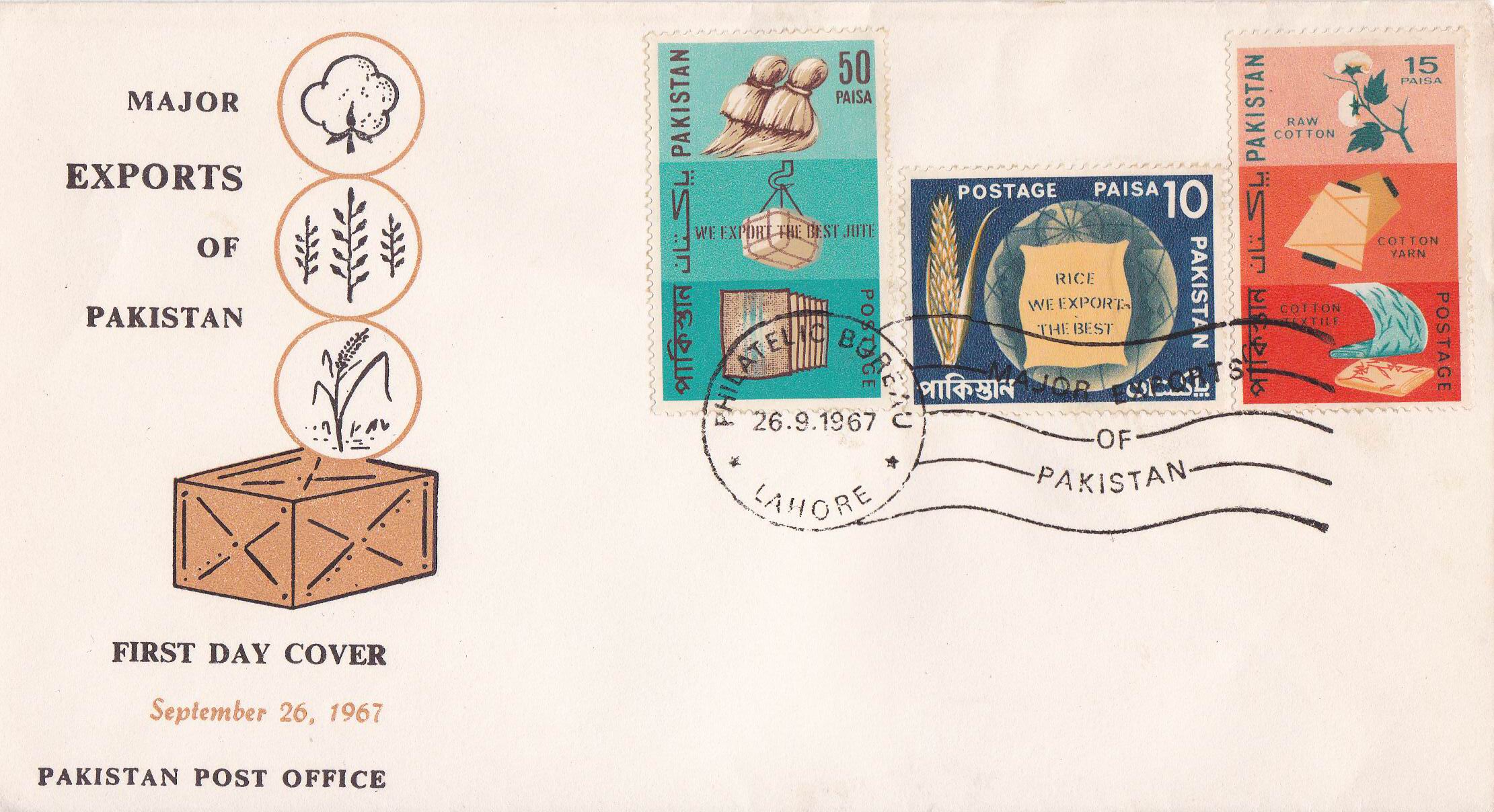 Pakistan Fdc 1967 Brochure & Stamp Major Exports of Pakistan
