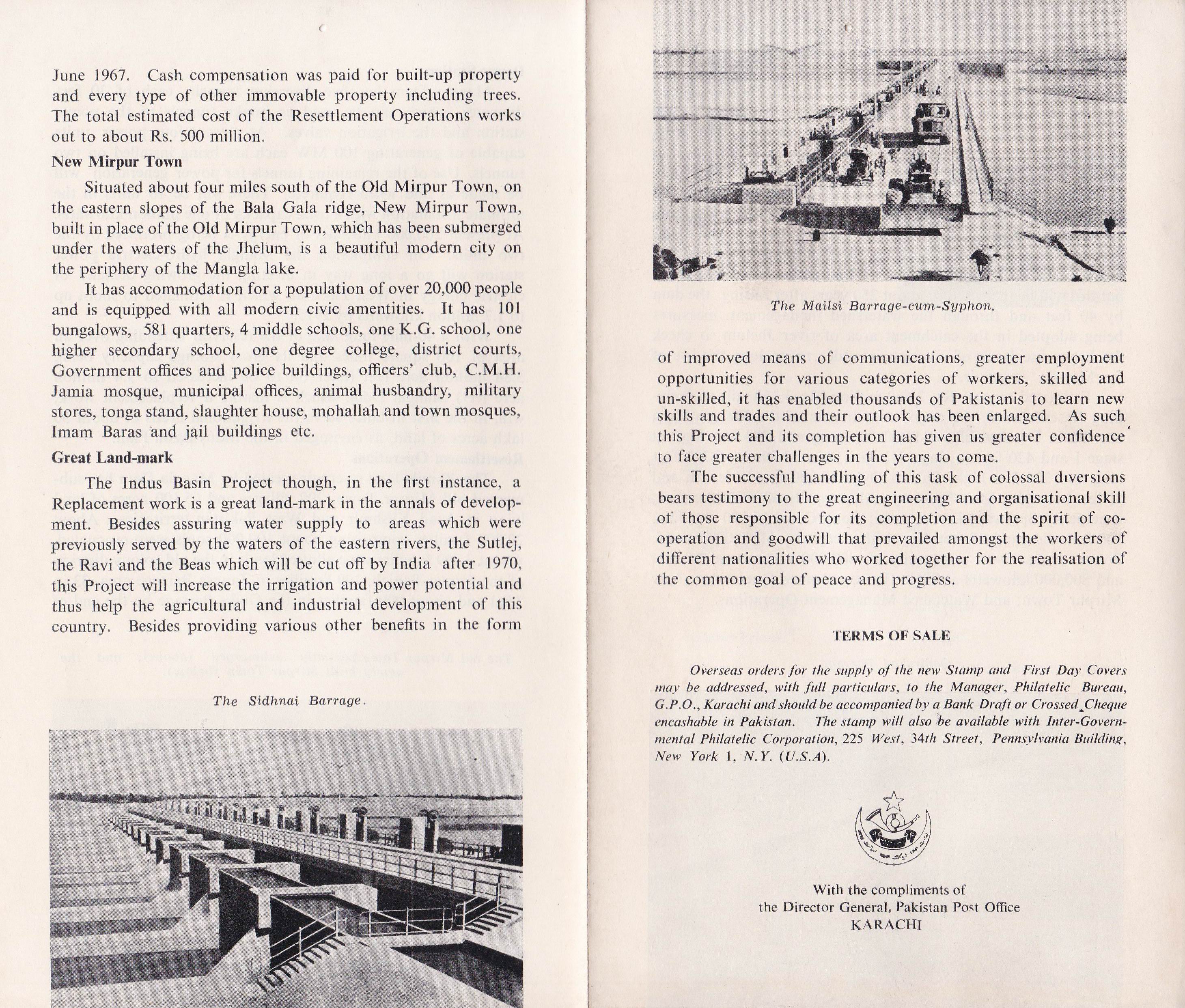 Pakistan Fdc 1967 Brochure & Stamp Indus Basin Project