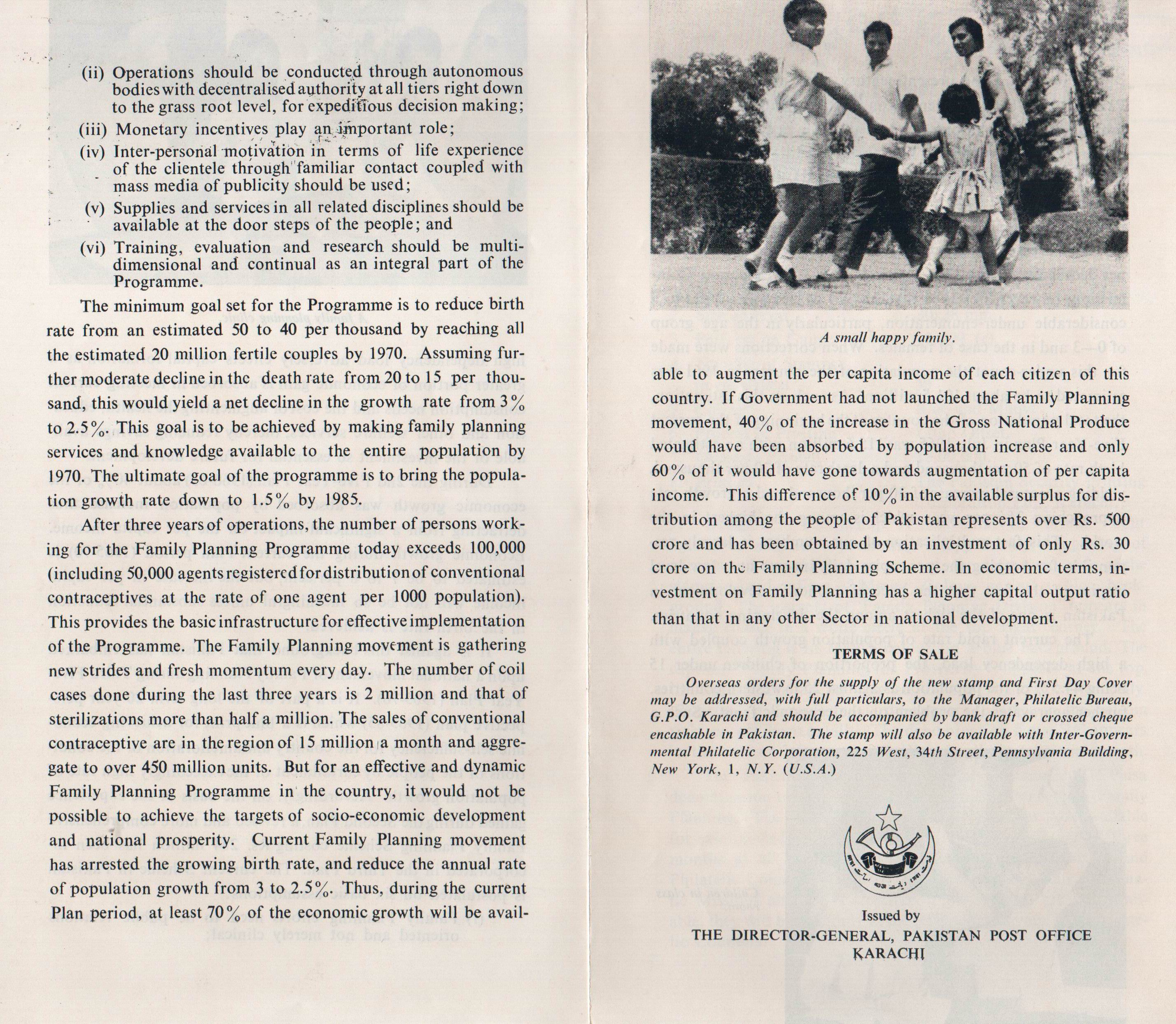 (image for) Pakistan Fdc 1969 Brochure & Stamp Family Planning