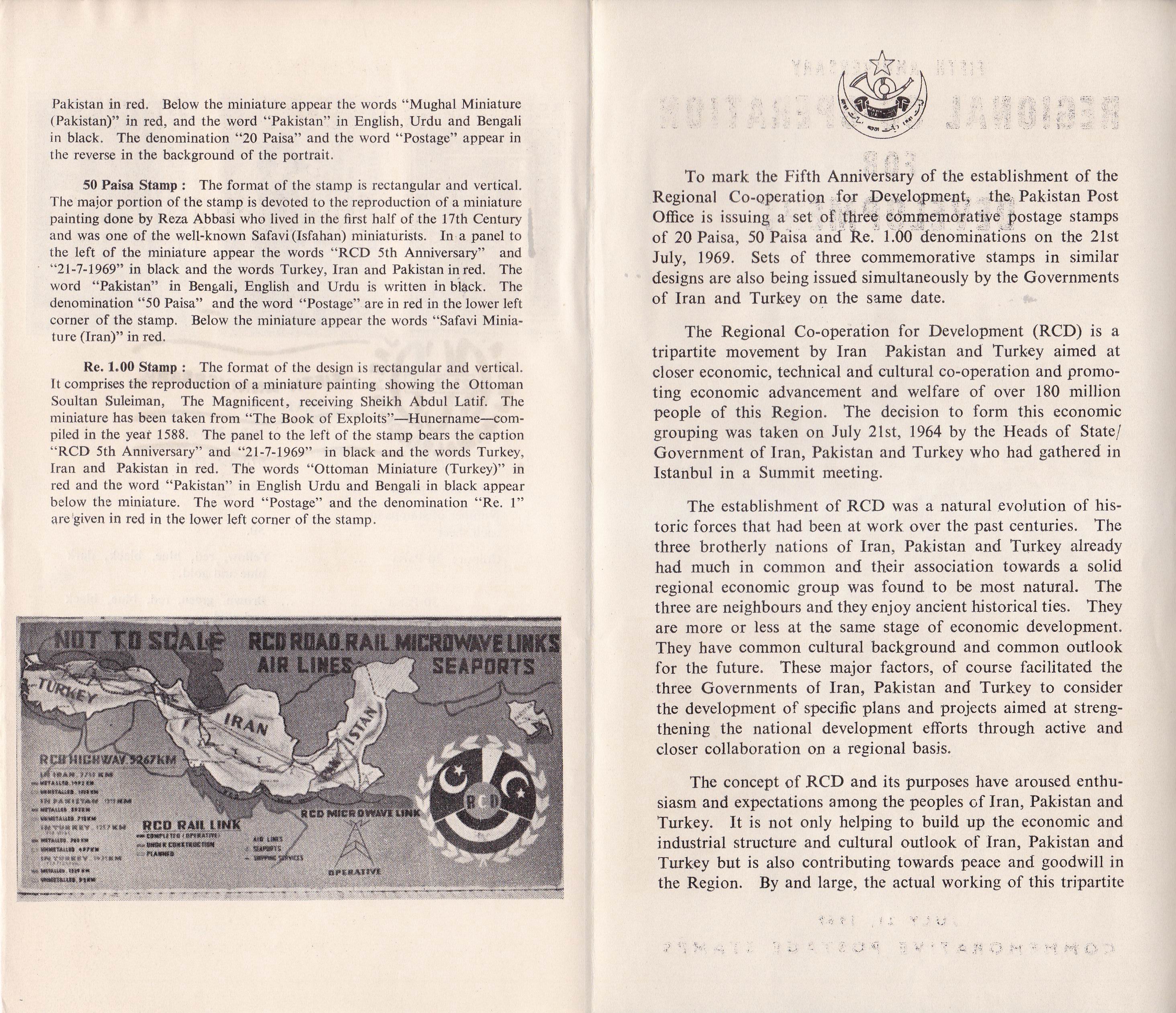 (image for) Pakistan Fdc 1969 Brochure & Stamp RCD Pakistan Turkey