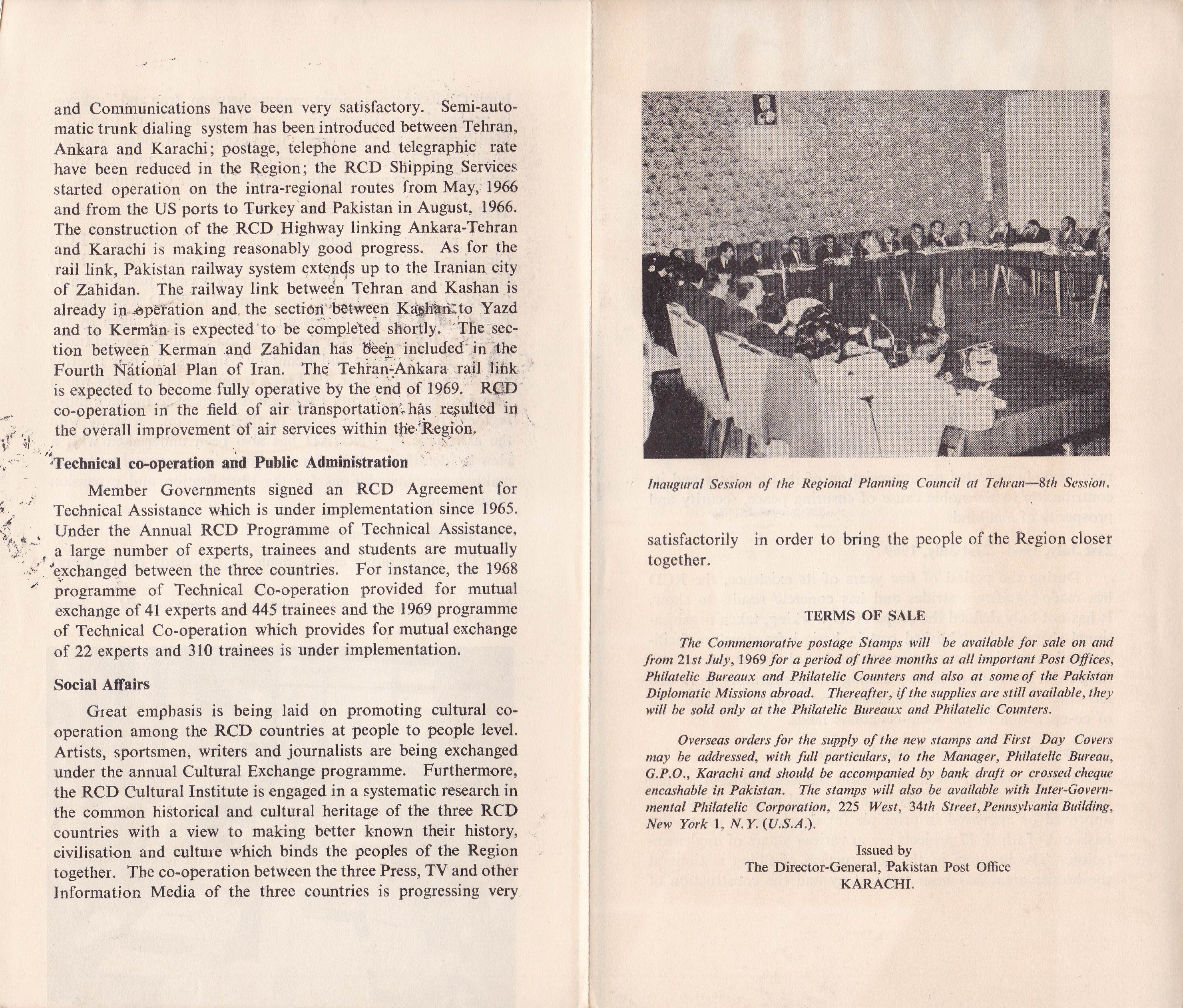 (image for) Pakistan Fdc 1969 Brochure & Stamp RCD Pakistan Turkey