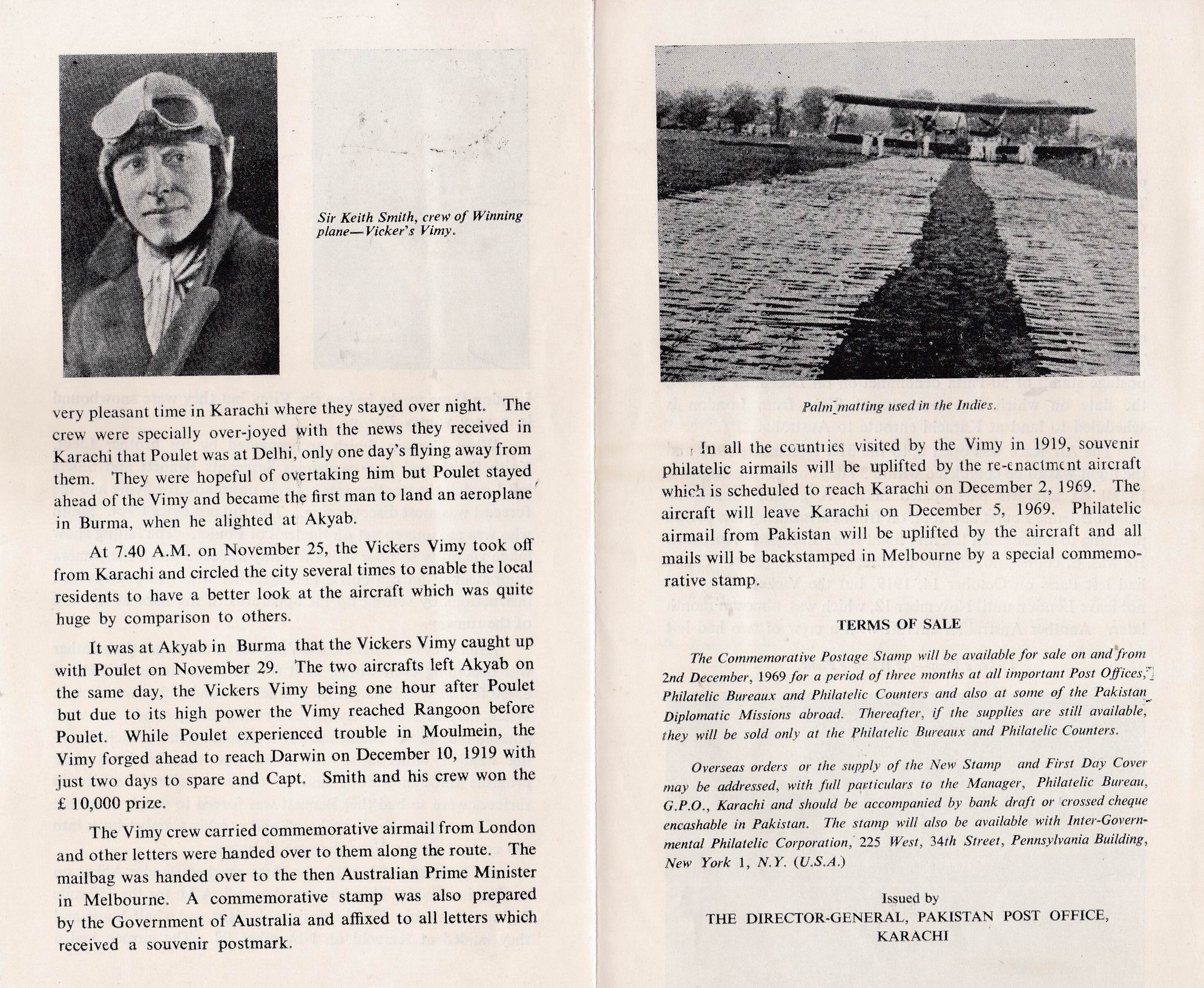 (image for) Pakistan Fdc 1969 Brochure & Stamp Flight England Australia