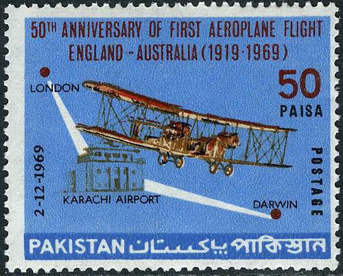 (image for) Pakistan Fdc 1969 Brochure & Stamp Flight England Australia