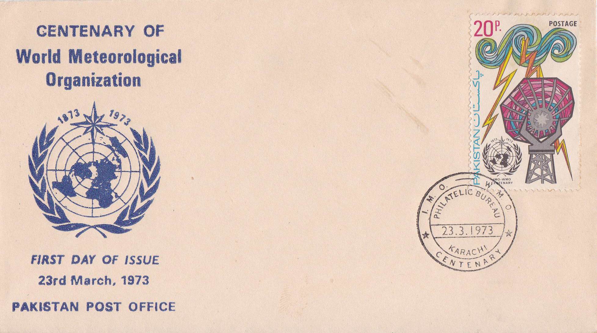 (image for) Pakistan Fdc 1973 Brochure & Stamp World Meteorological Org