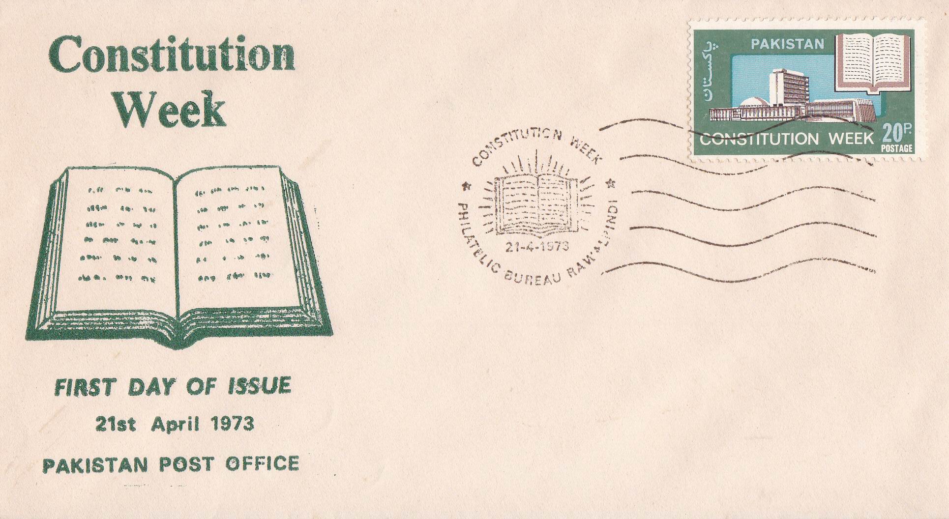 (image for) Pakistan Fdc 1973 Brochure & Stamp Constitution Week