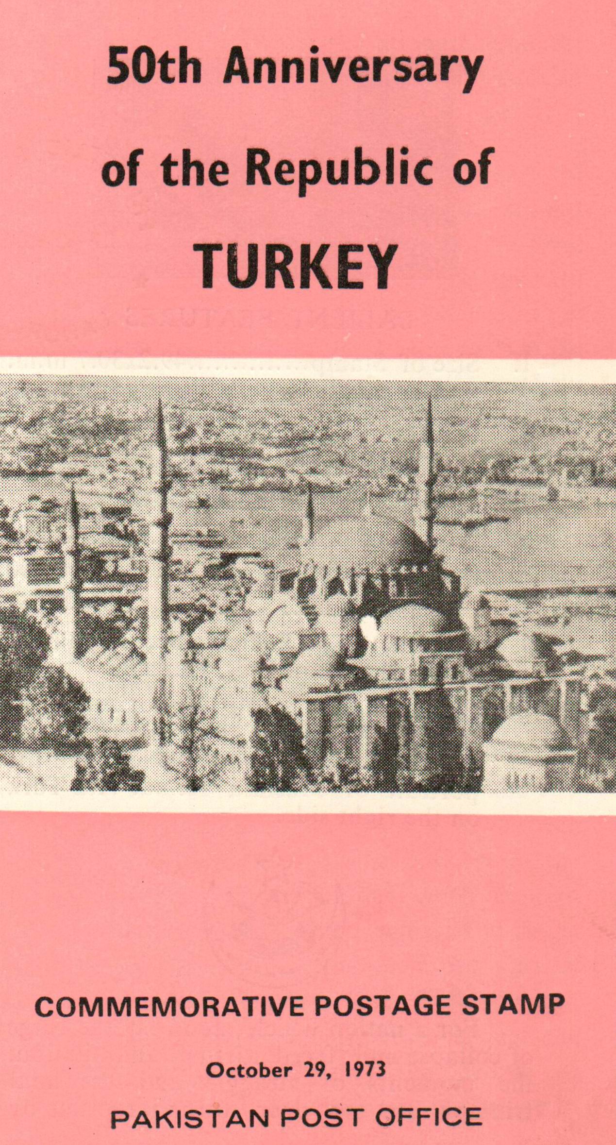 (image for) Pakistan Fdc 1973 Brochure Stamp Turkish Republic Kemal Ataturk
