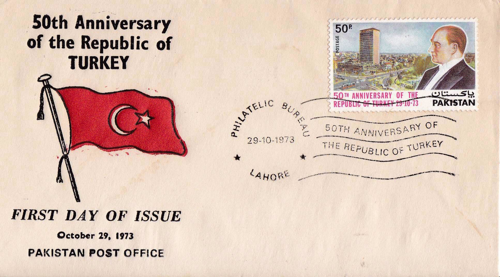 (image for) Pakistan Fdc 1973 Brochure Stamp Turkish Republic Kemal Ataturk