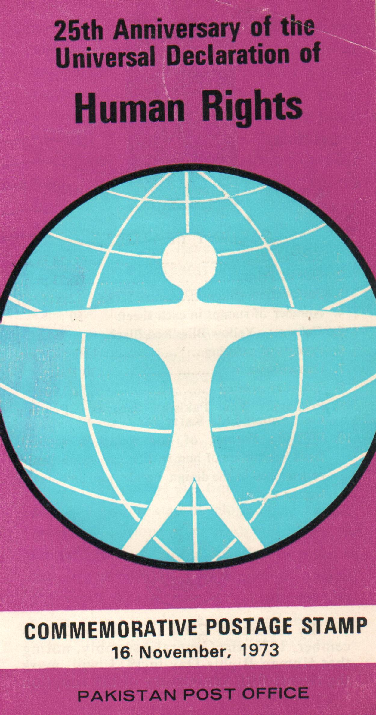 (image for) Pakistan Fdc 1973 Brochure & Stamp Declaration Of Human Rights
