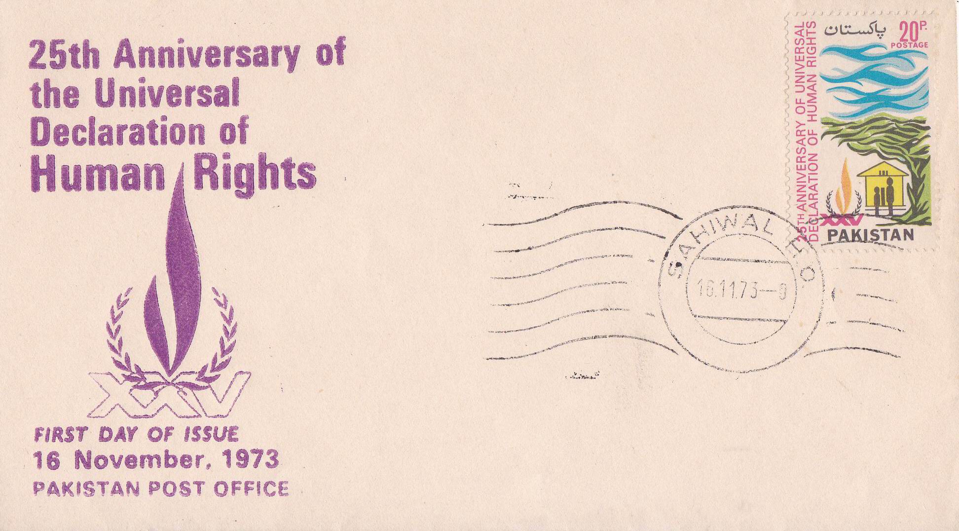 (image for) Pakistan Fdc 1973 Brochure & Stamp Declaration Of Human Rights