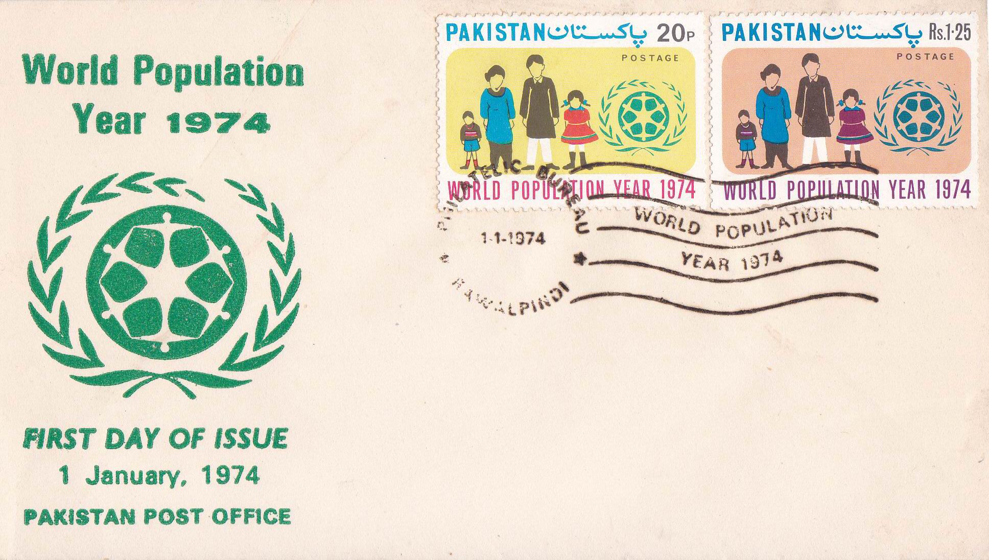 (image for) Pakistan Fdc 1974 Brochure & Stamp World Population Year