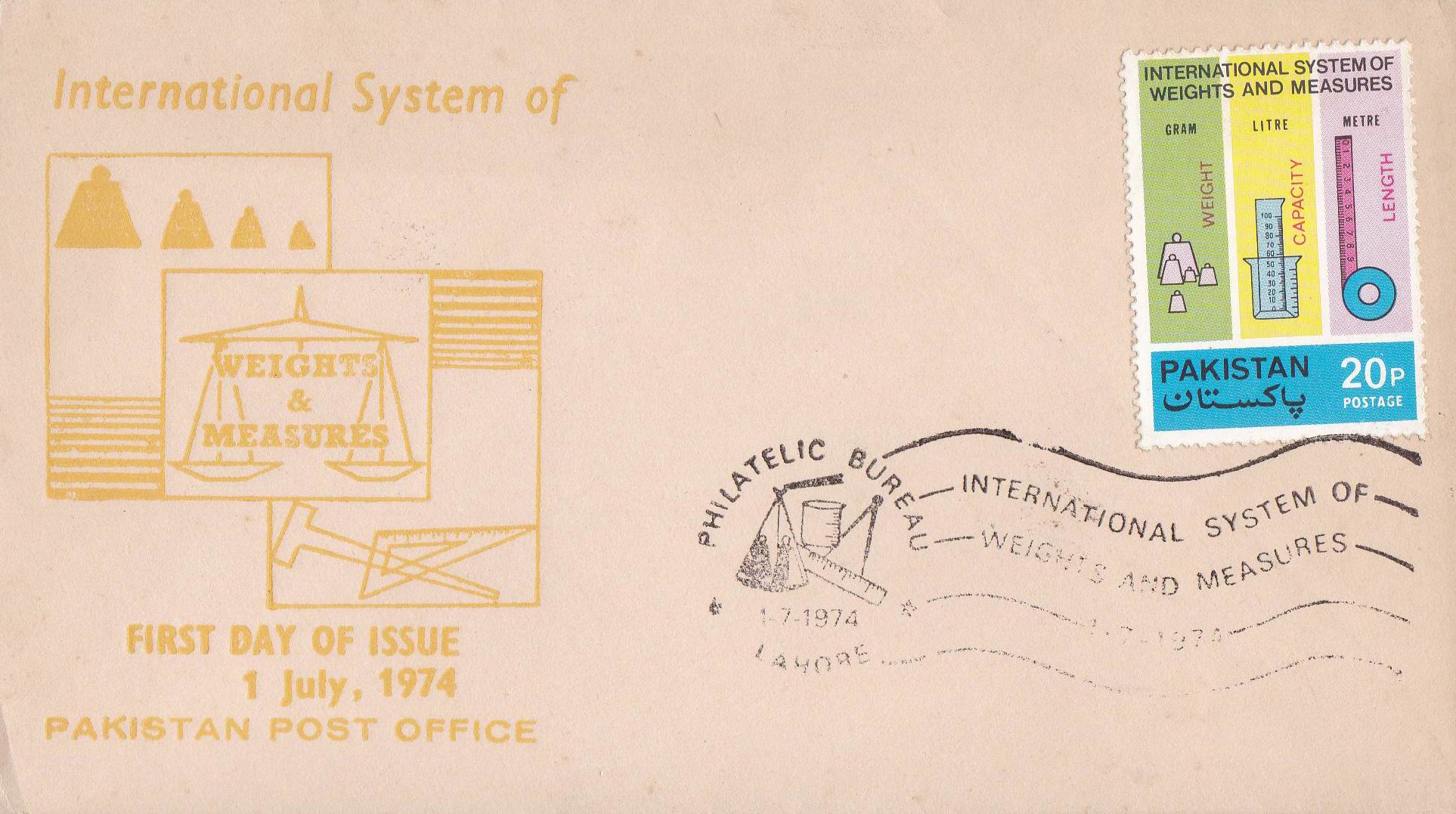 (image for) Pakistan Fdc 1974 Brochure & Stamp Intl System of Weight Measure