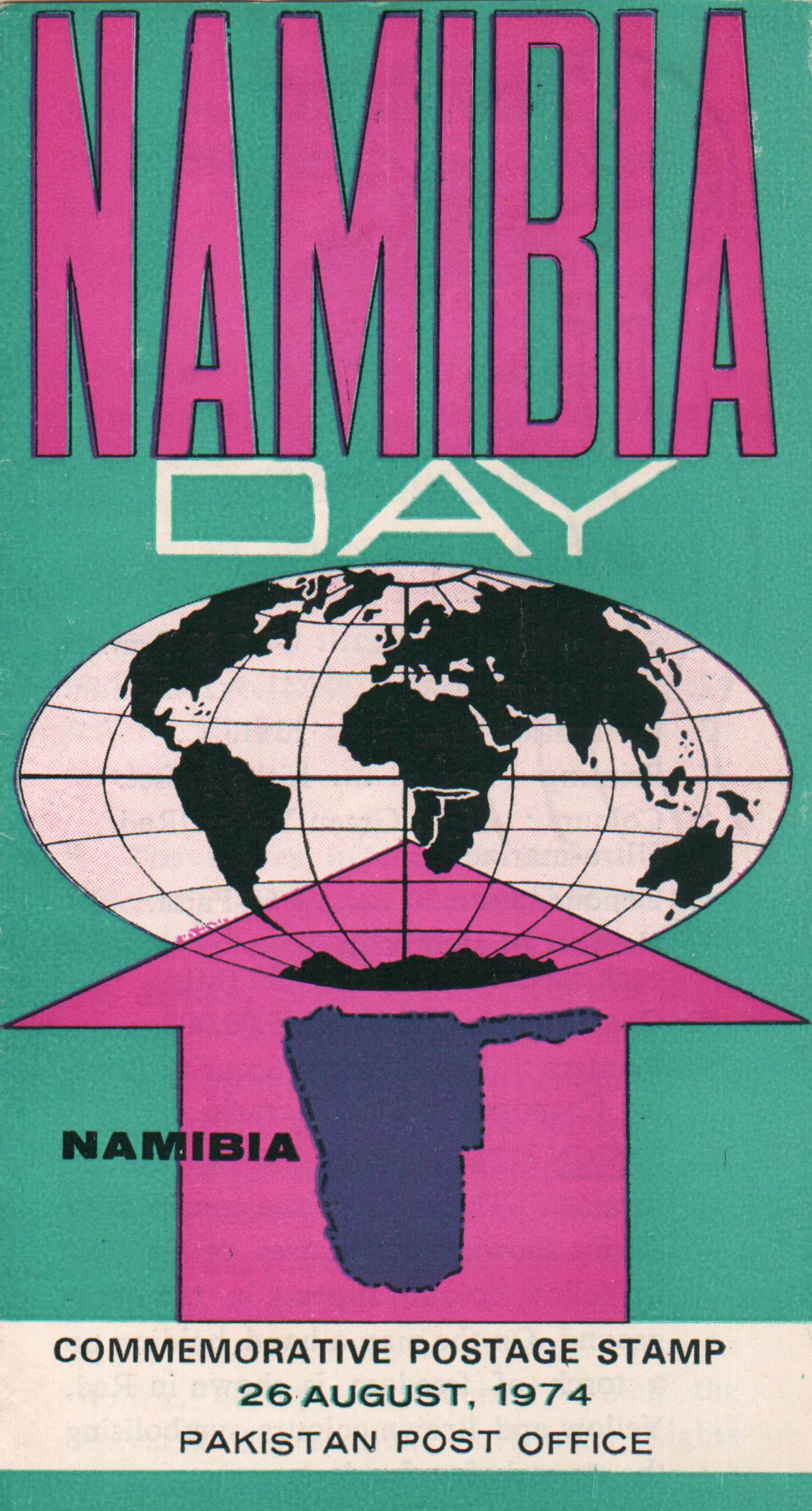 (image for) Pakistan Fdc 1974 Brochure & Stamp Namibia Day
