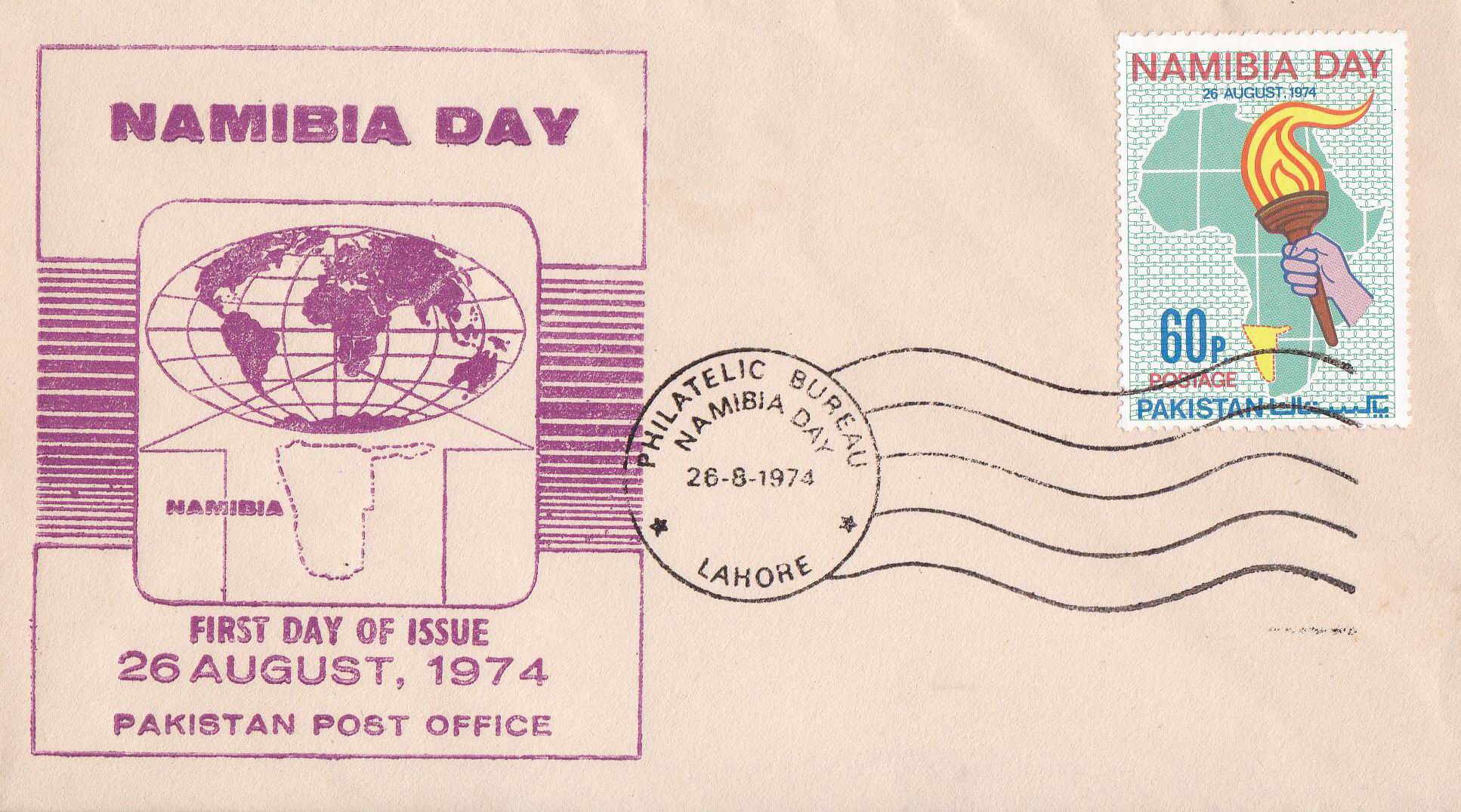(image for) Pakistan Fdc 1974 Brochure & Stamp Namibia Day
