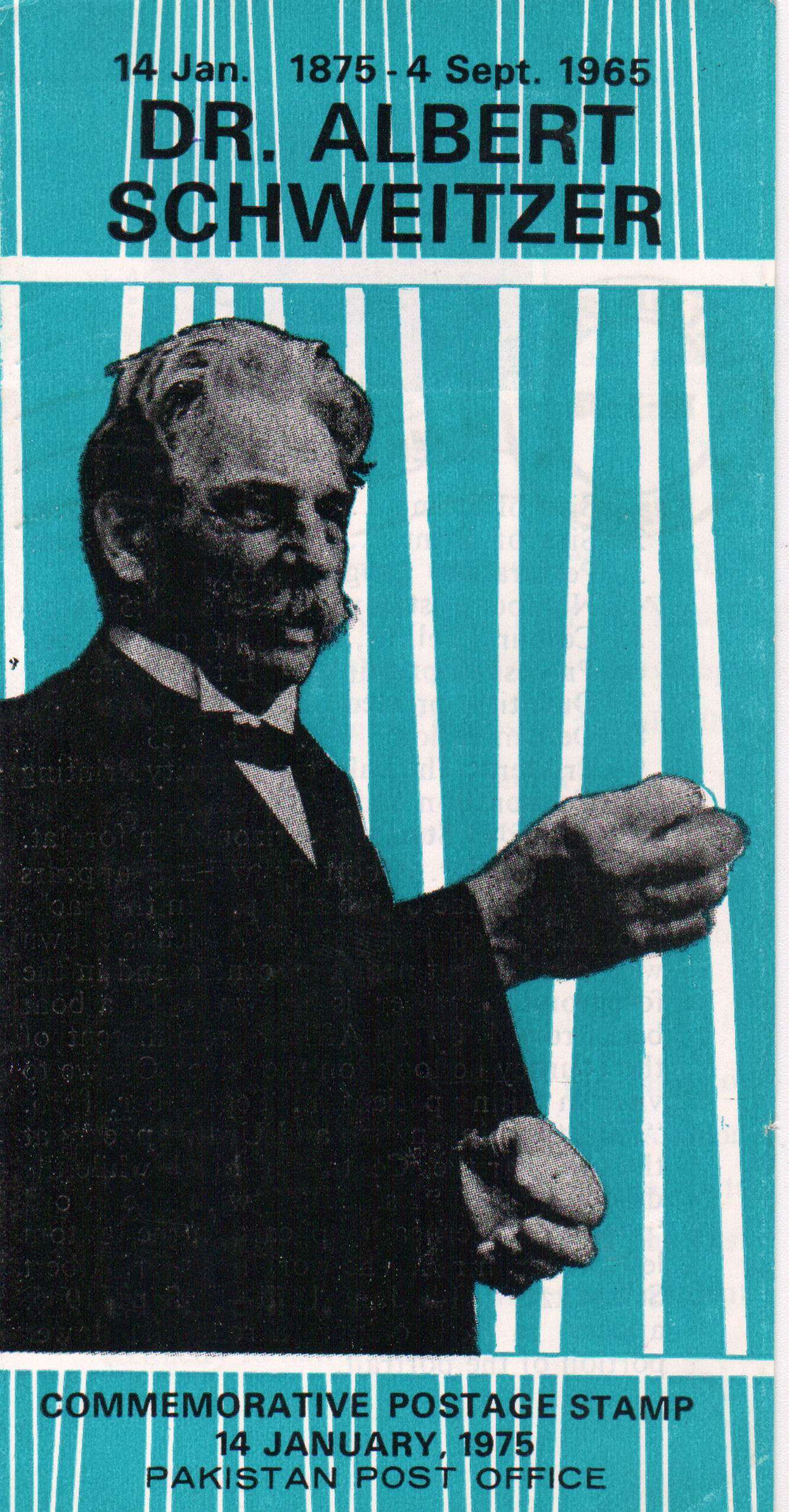 (image for) Pakistan Fdc 1975 Brochure & Stamp Dr Albert Schweitzer