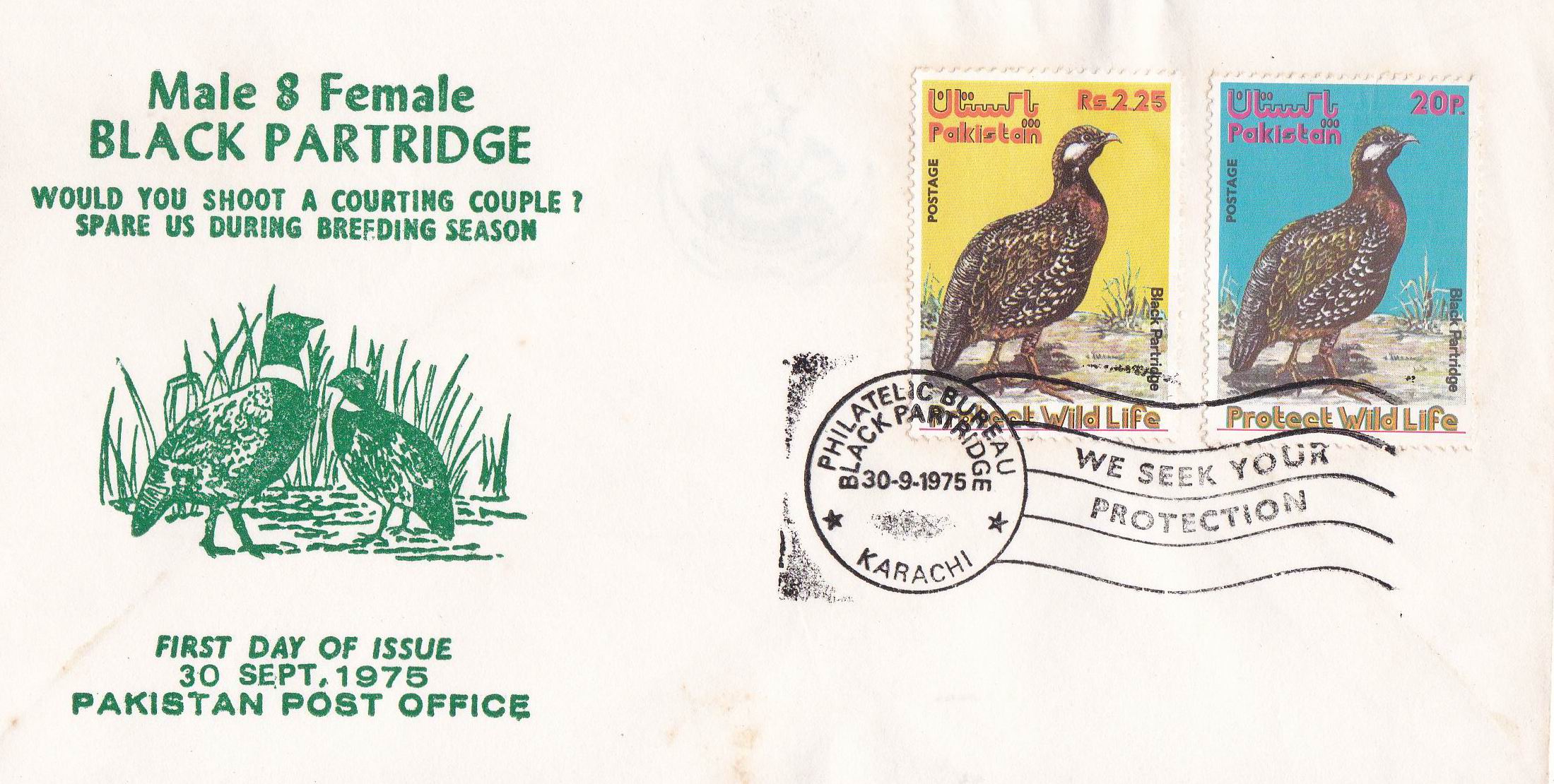 (image for) Pakistan Fdc 1975 Brochure & Stamps Black Partridge