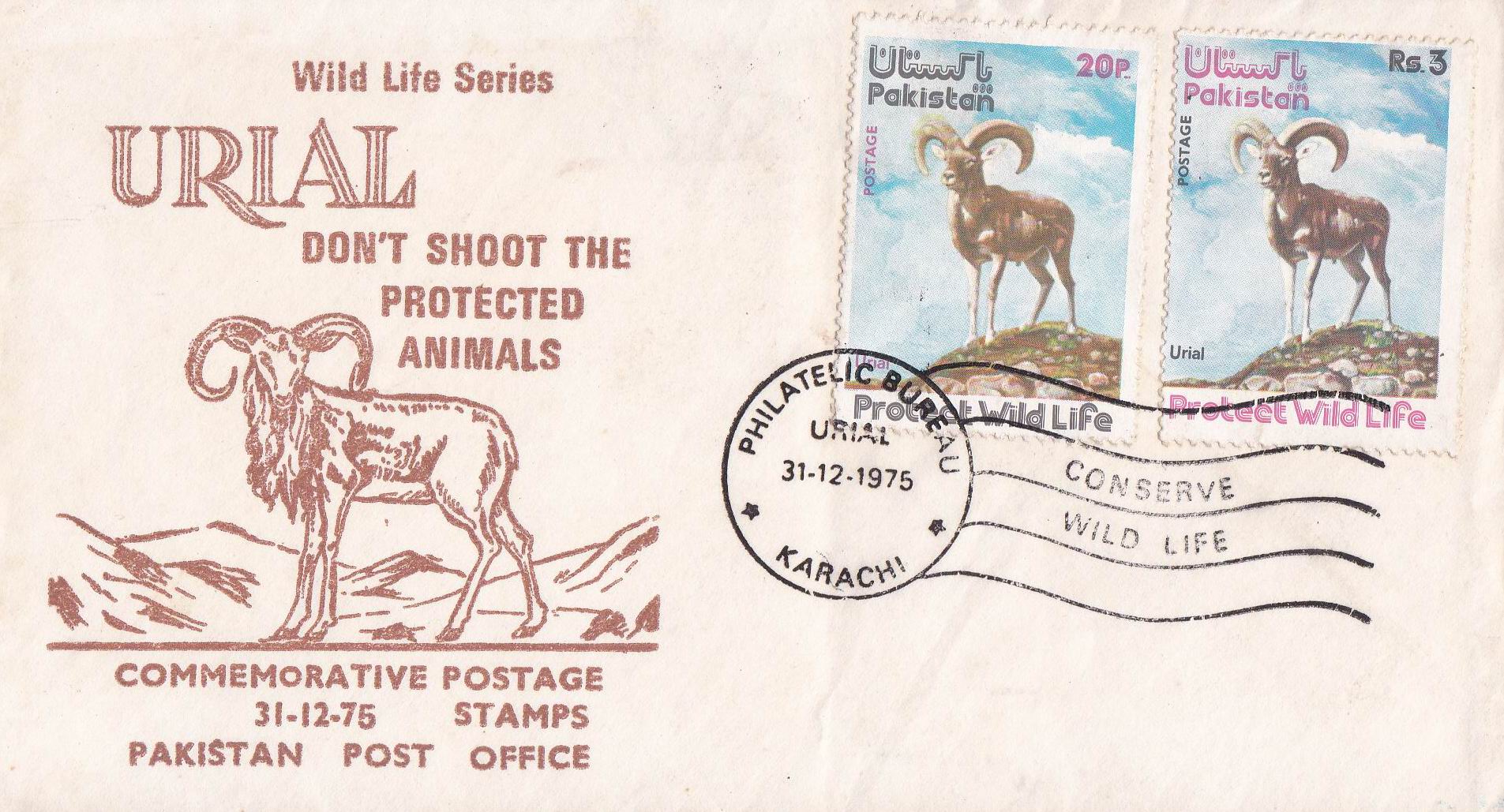 (image for) Pakistan Fdc 1975 Brochure & Stamp Wildlife Series Urial