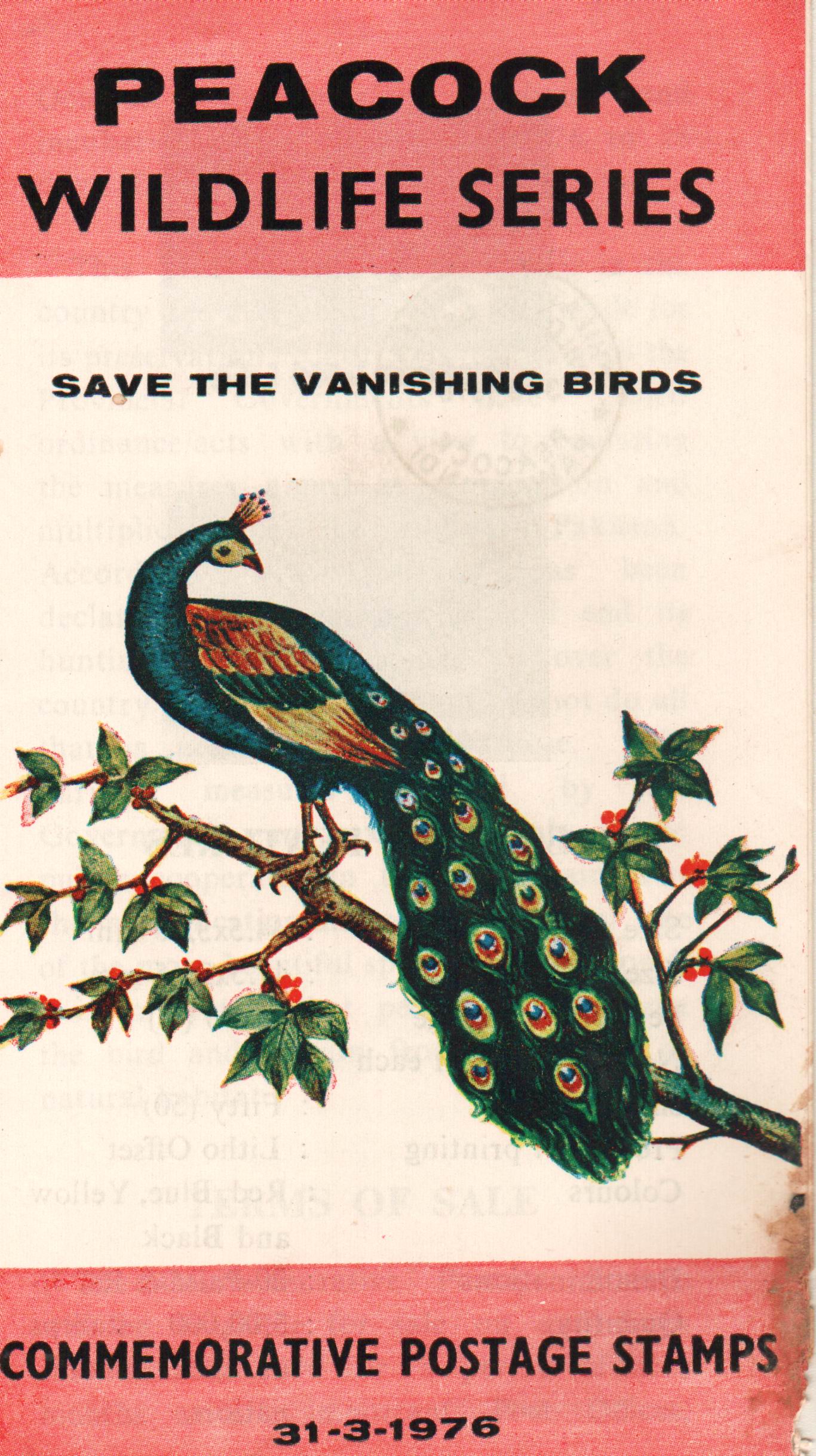 (image for) Pakistan Fdc 1976 Brochure & Stamps Wildlife Series Peacock