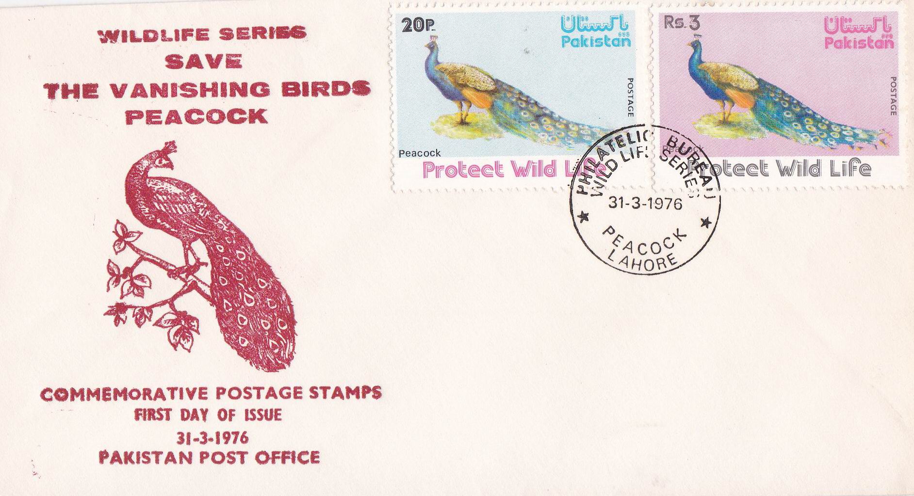(image for) Pakistan Fdc 1976 Brochure & Stamps Wildlife Series Peacock